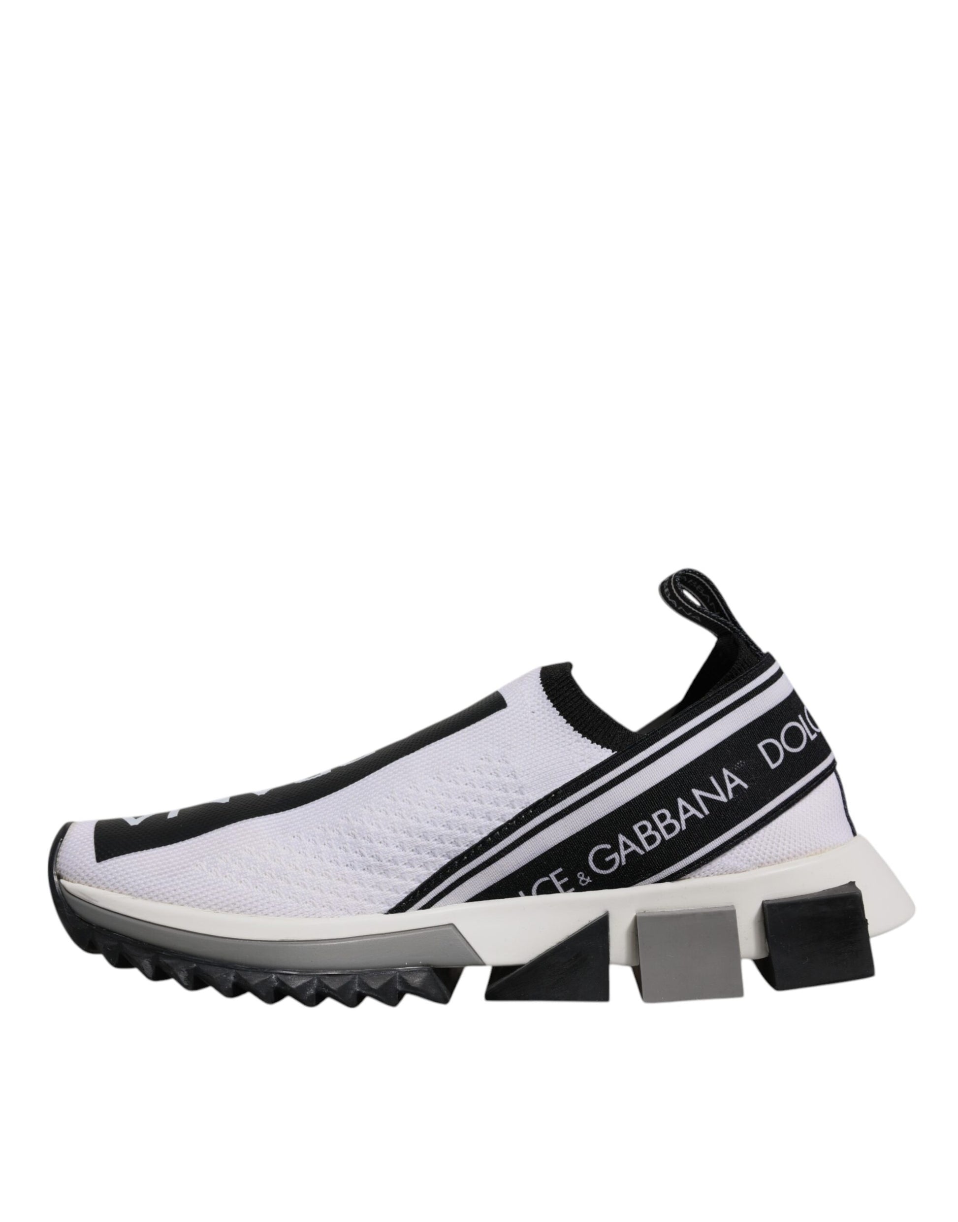 Dolce & Gabbana White Black Slip On Sorrento Sneakers Shoes