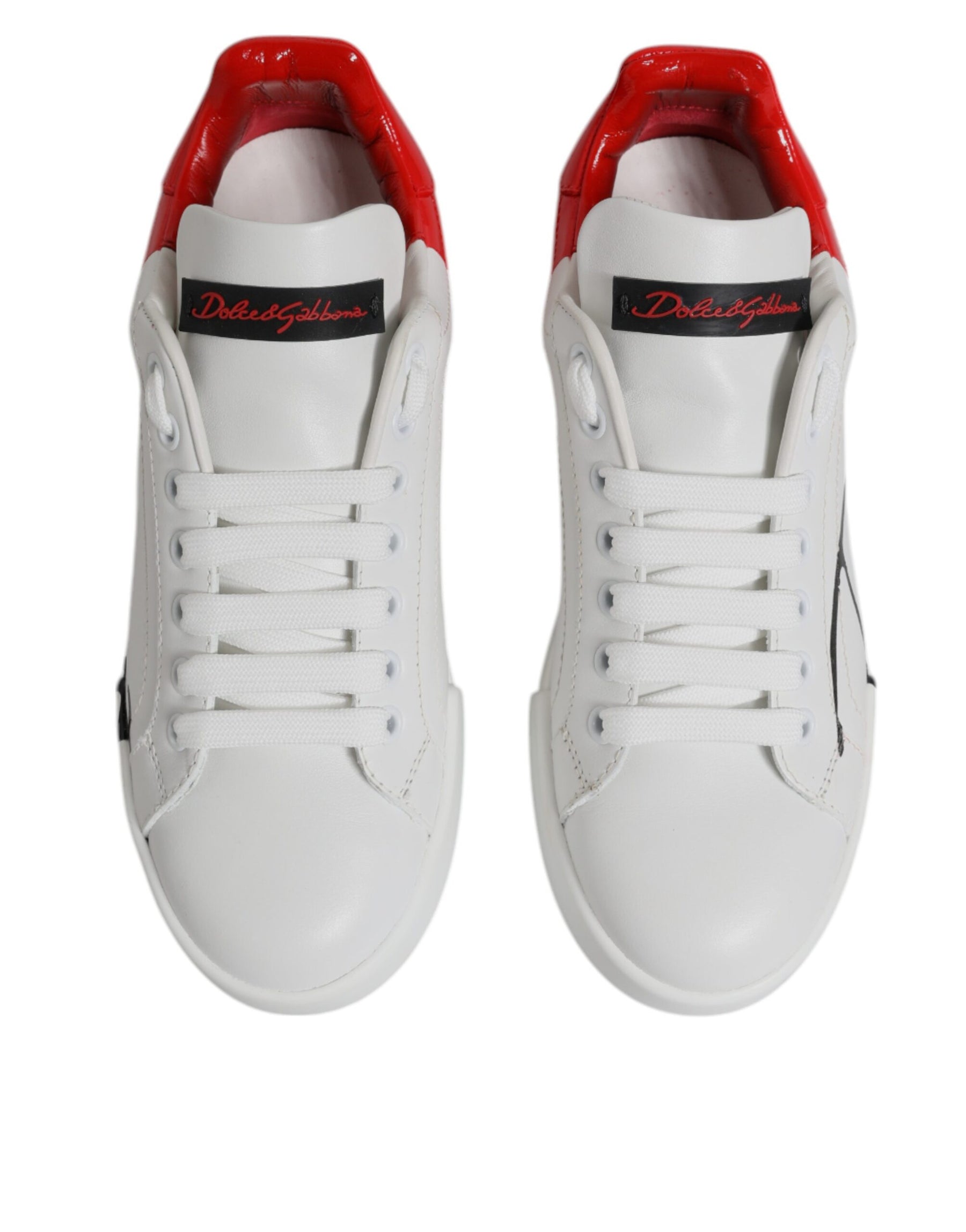 Dolce & Gabbana White Red Logo Portofino Sneakers Shoes | Regal Royce