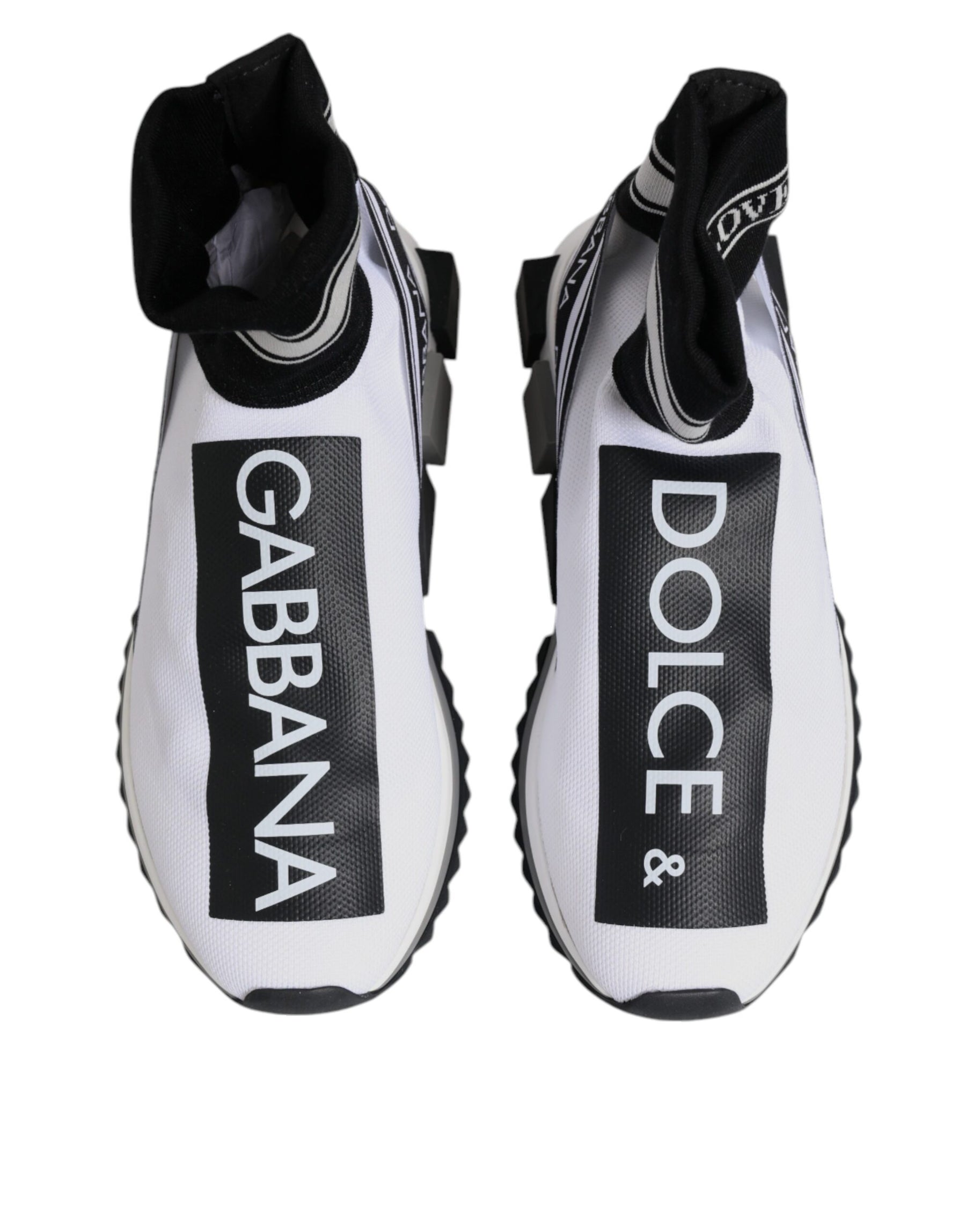 Dolce & Gabbana White Black Sorrento Socks Sneakers Shoes | Regal Royce