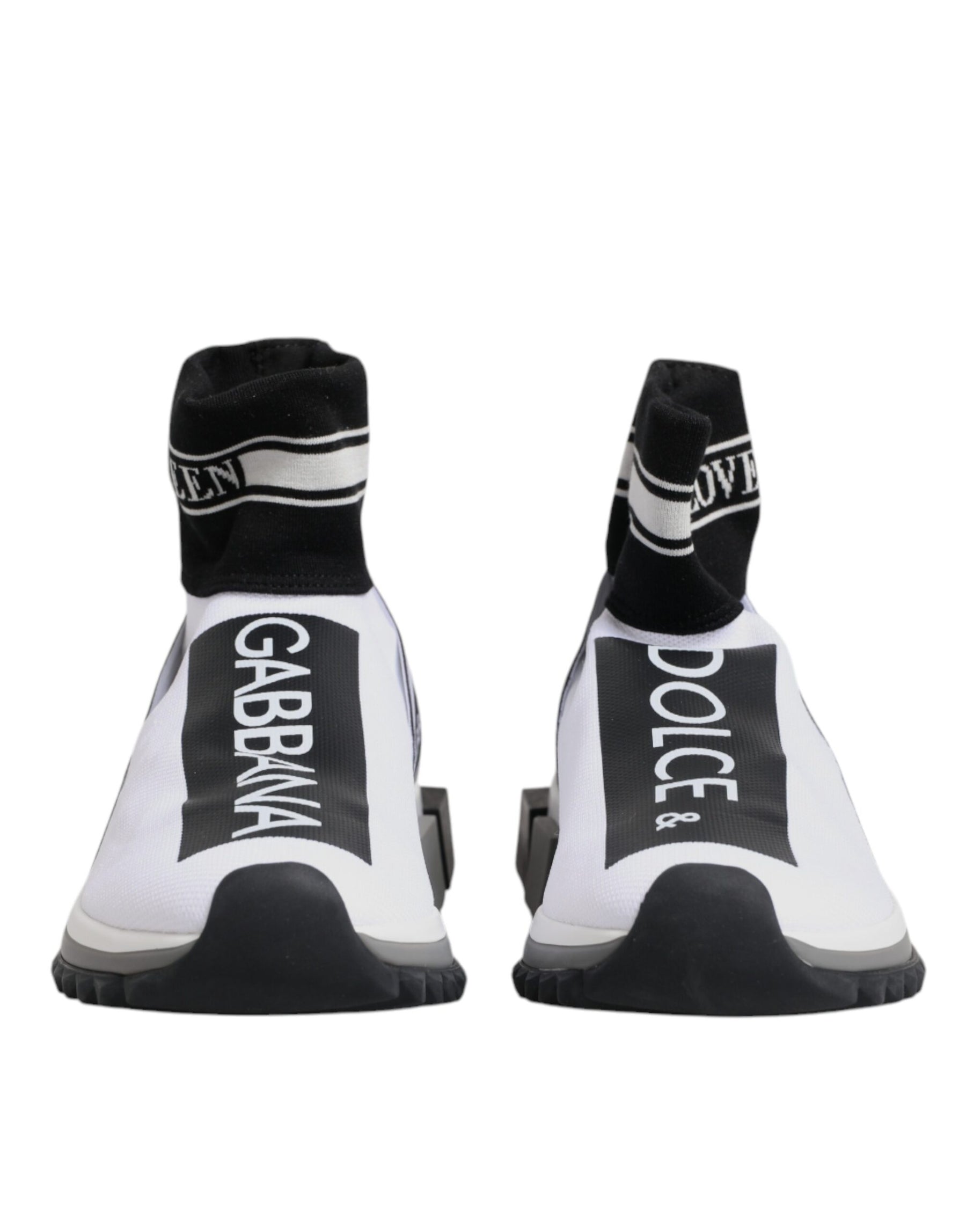 Dolce & Gabbana White Black Sorrento Socks Sneakers Shoes | Regal Royce