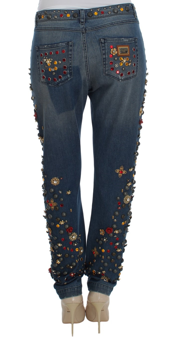 Dolce & Gabbana Crystal Roses Heart Embellished Jeans | Regal Royce