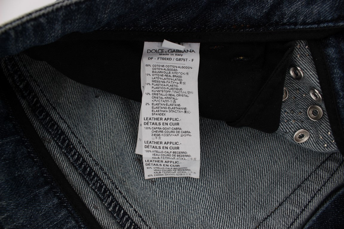 Dolce & Gabbana Crystal Roses Heart Embellished Jeans | Regal Royce