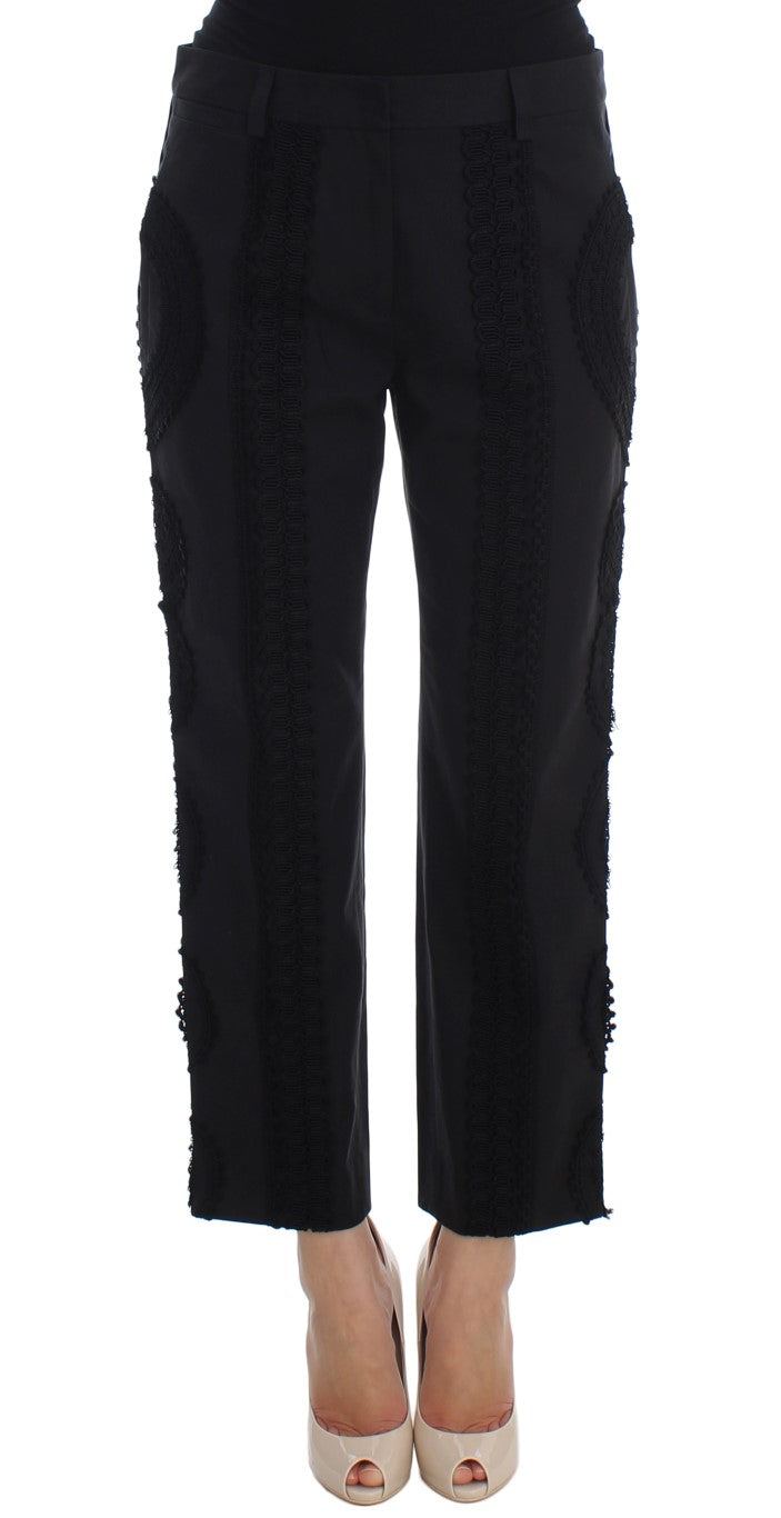Dolce & Gabbana Black Cotton Stretch Torero Capris Pants | Regal Royce