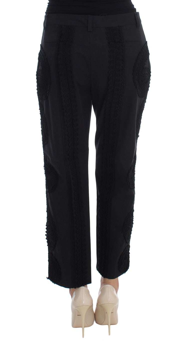 Dolce & Gabbana Black Cotton Stretch Torero Capris Pants | Regal Royce
