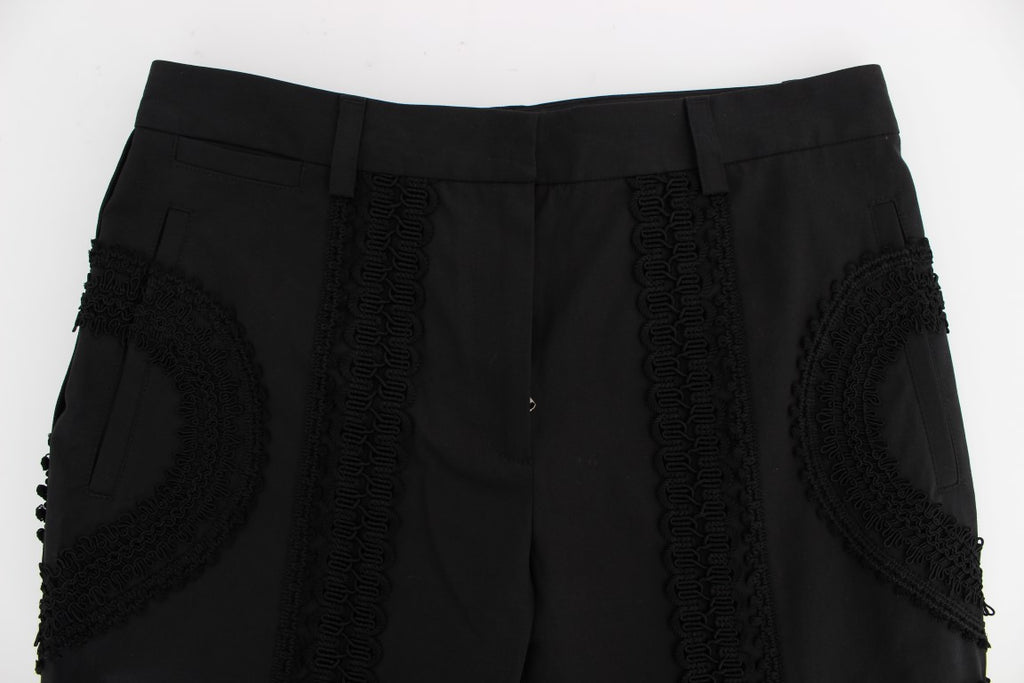 Dolce & Gabbana Black Cotton Stretch Torero Capris Pants