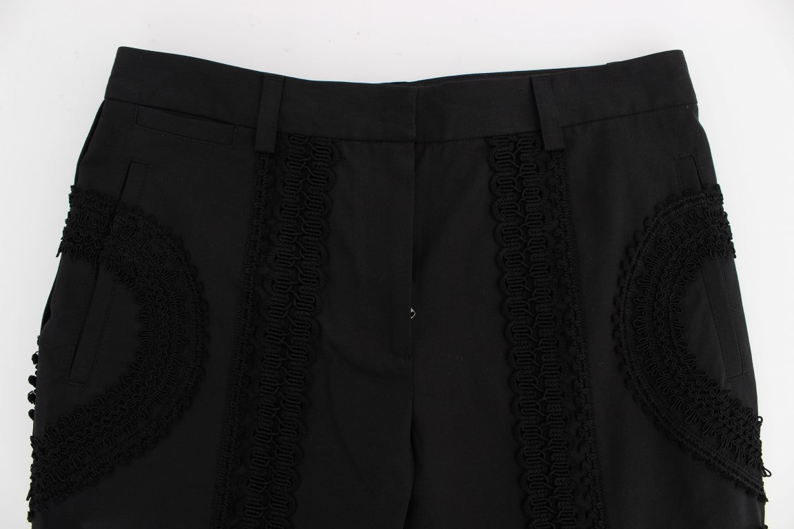 Dolce & Gabbana Black Cotton Stretch Torero Capris Pants | Regal Royce