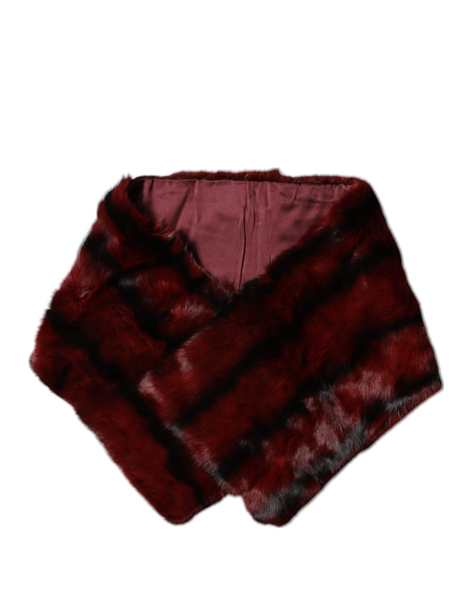 Dolce & Gabbana Black Red Stripe Fur Shawl Neck Wrap Scarf | Regal Royce