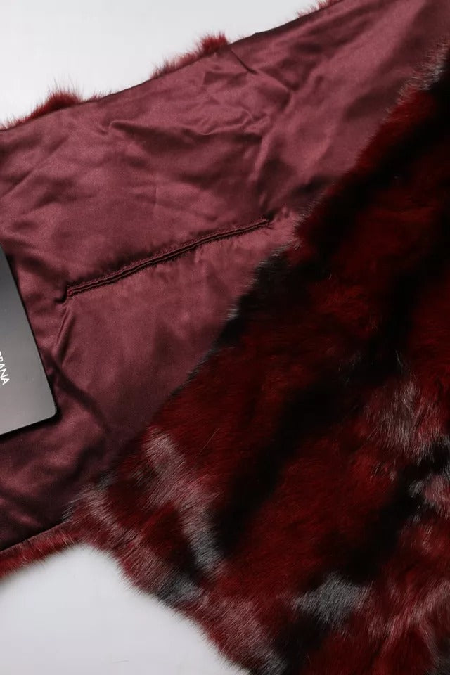 Dolce & Gabbana Black Red Stripe Fur Shawl Neck Wrap Scarf | Regal Royce