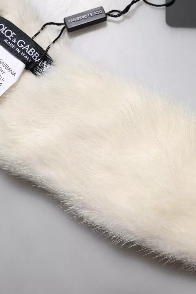 Dolce & Gabbana White Mink Fur Collar Women Neck Wrap Scarf | Regal Royce