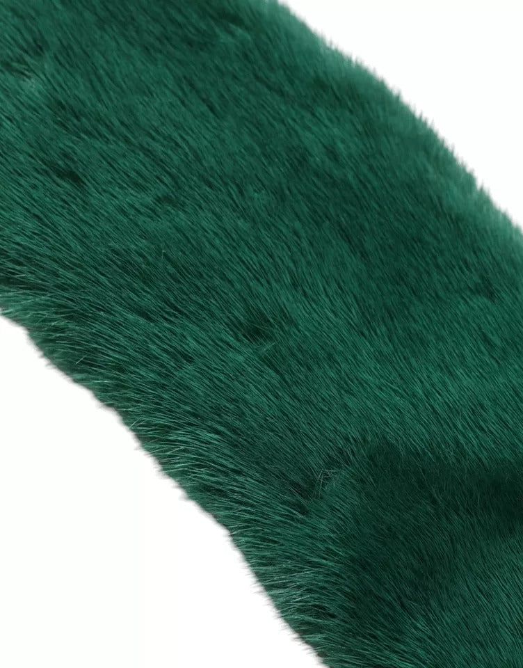 Dolce & Gabbana Green Mink Fur Collar Women Neck Wrap Scarf | Regal Royce