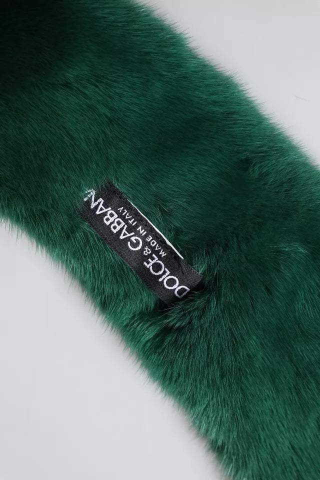 Dolce & Gabbana Green Mink Fur Collar Women Neck Wrap Scarf | Regal Royce