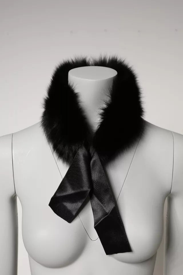 Dolce & Gabbana Black Fur Shoulder Collar Wrap Shawl Scarf | Regal Royce