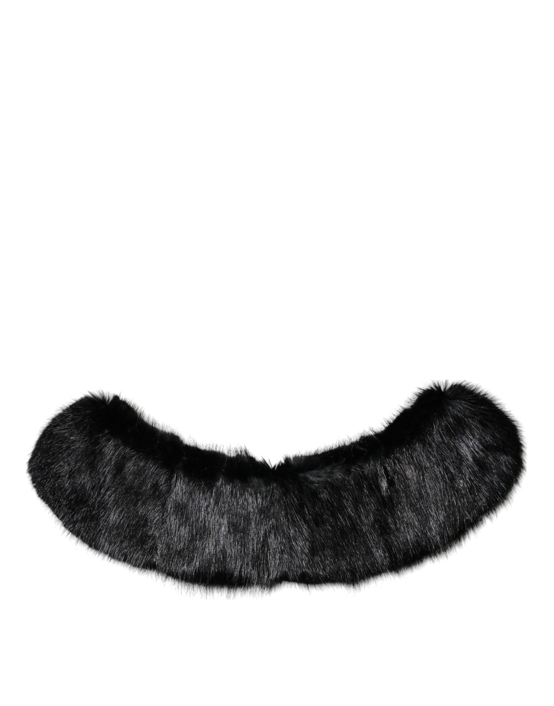 Dolce & Gabbana Black Fur Shawl Neck Wrap Cover Collar Scarf | Regal Royce