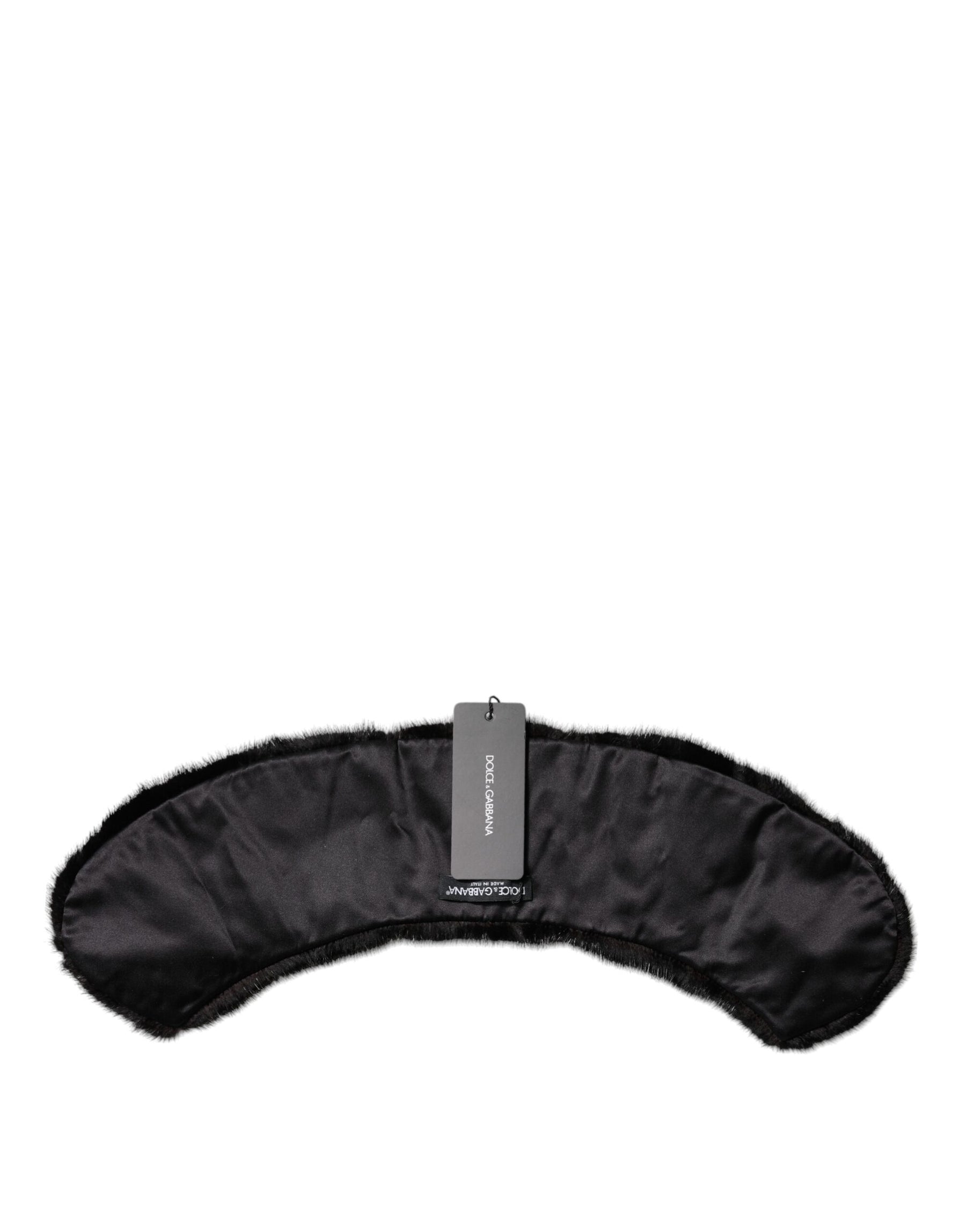 Dolce & Gabbana Black Fur Shawl Neck Wrap Cover Collar Scarf | Regal Royce