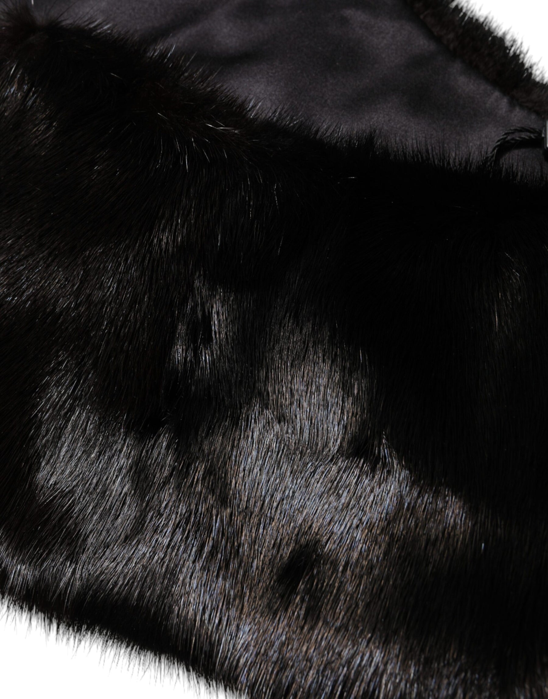 Dolce & Gabbana Black Fur Shawl Neck Wrap Cover Collar Scarf | Regal Royce