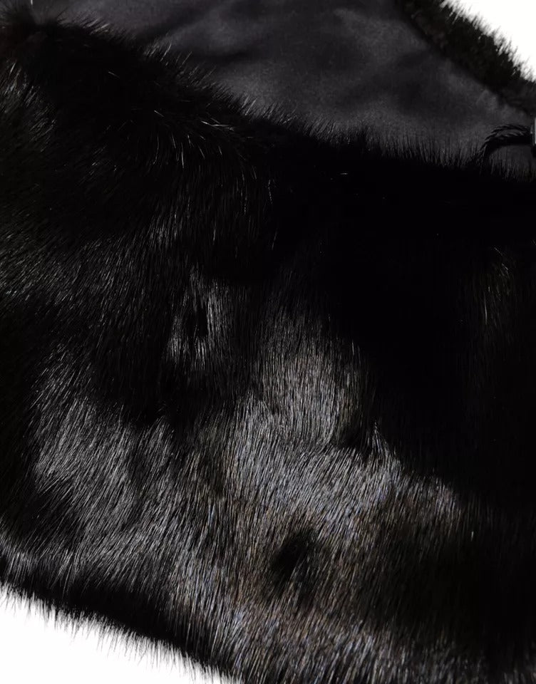 Dolce & Gabbana Black Fur Shawl Neck Wrap Cover Collar Scarf | Regal Royce