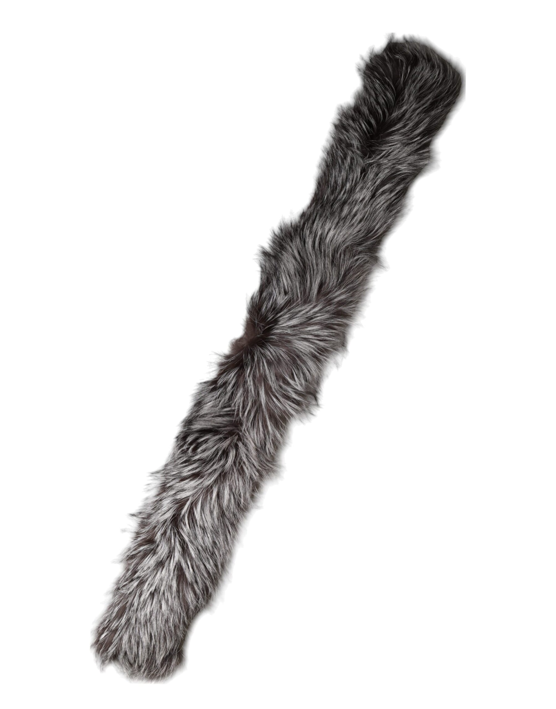 Dolce & Gabbana Gray Fox Fur Neck Wrap Warmer Winter Scarf | Regal Royce