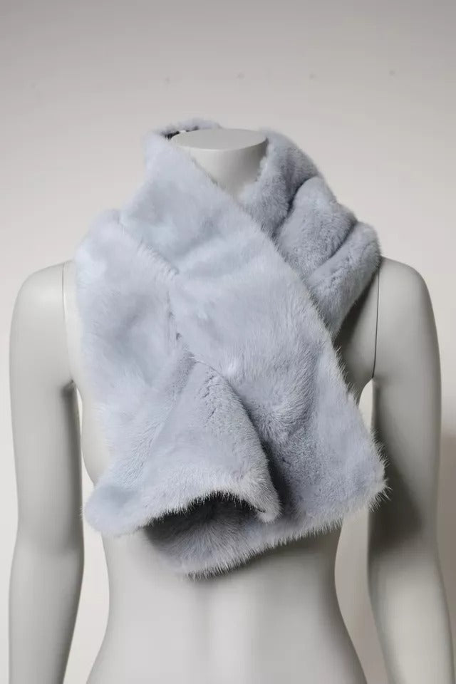 Dolce & Gabbana Powder Blue Mink Fur Neck Warmer Scarf | Regal Royce