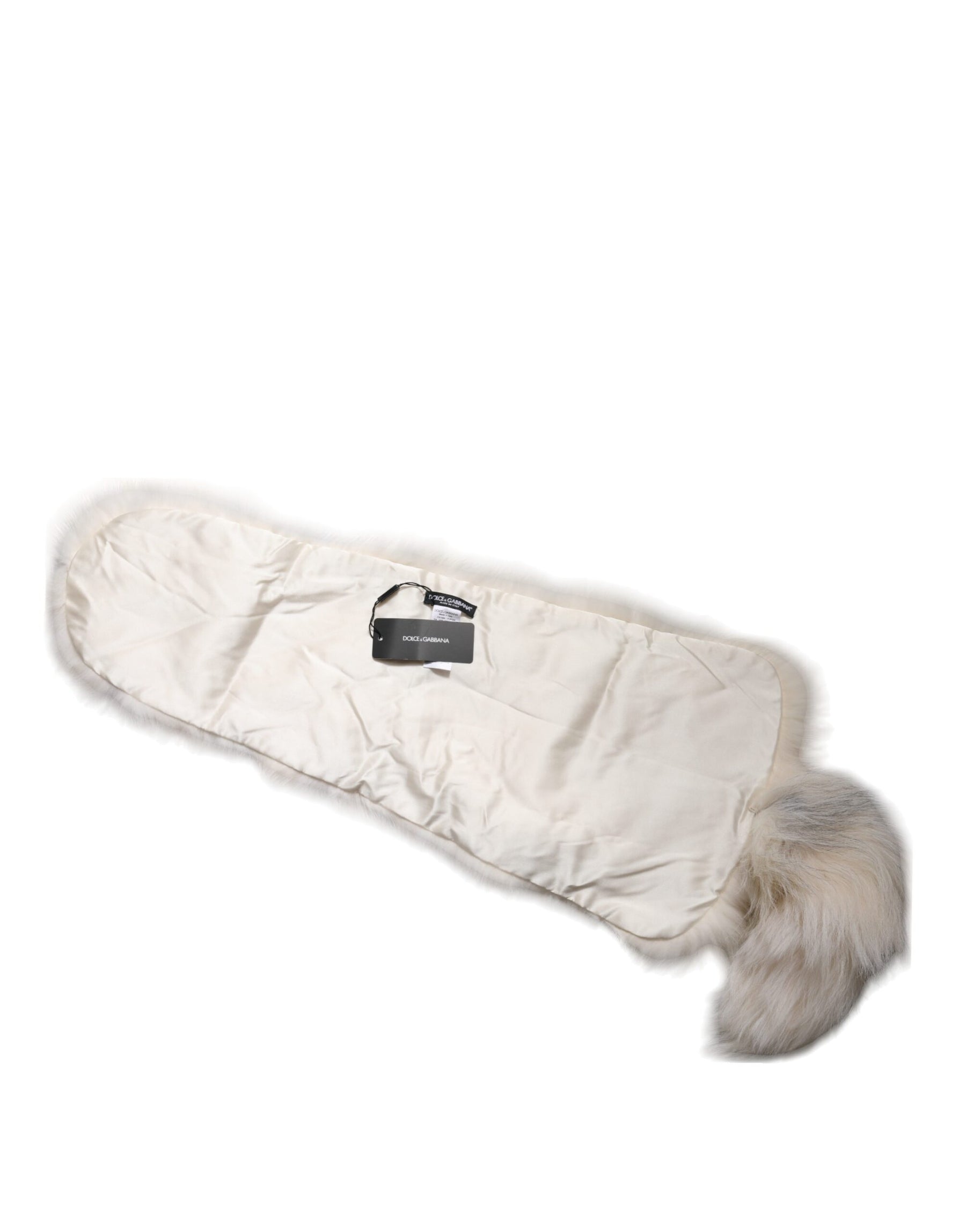 Dolce & Gabbana White Fox Fur Neck Wrap Warmer Winter Scarf | Regal Royce