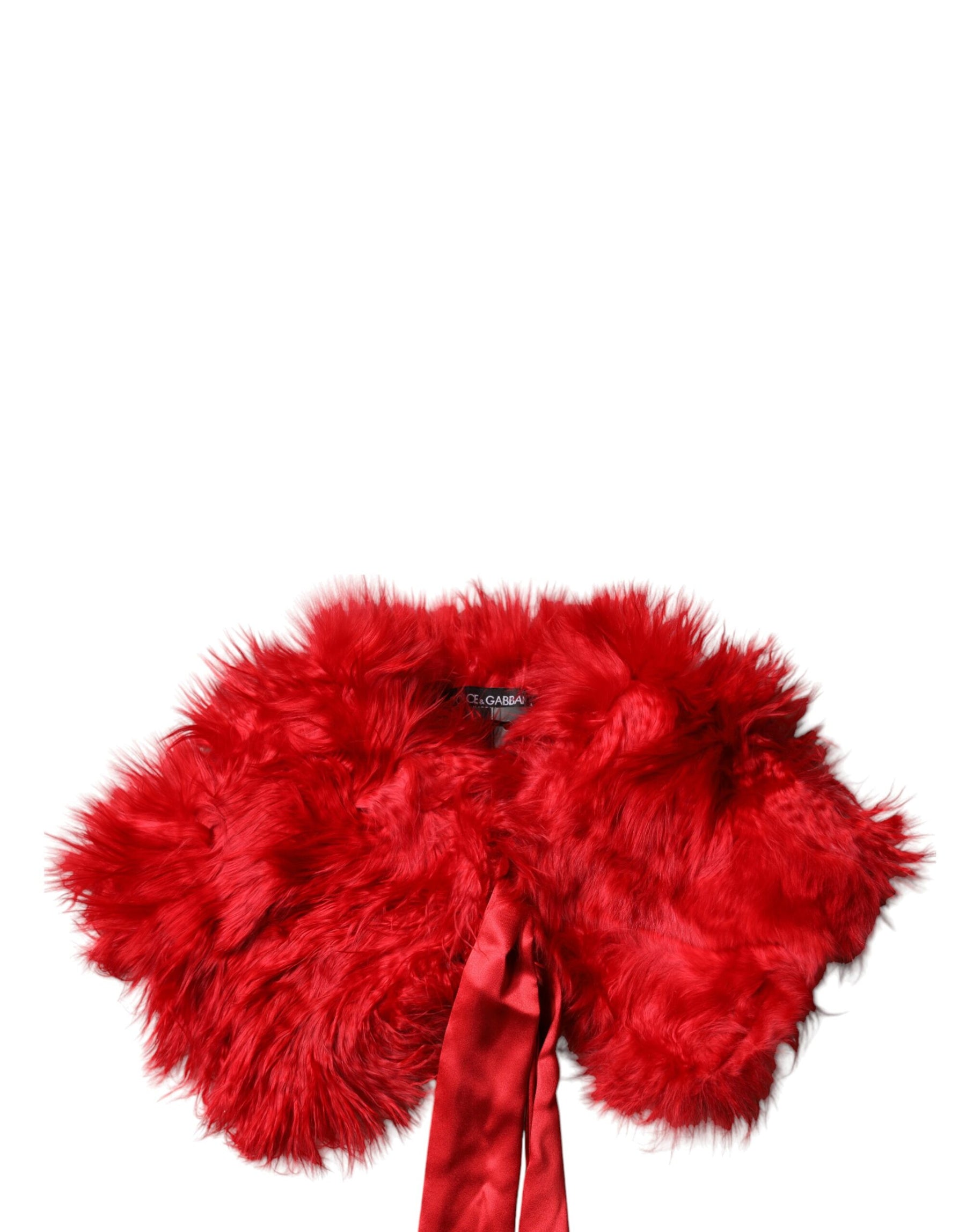 Dolce & Gabbana Red Alpaca Fur Women Neck Warmer Winter Scarf | Regal Royce