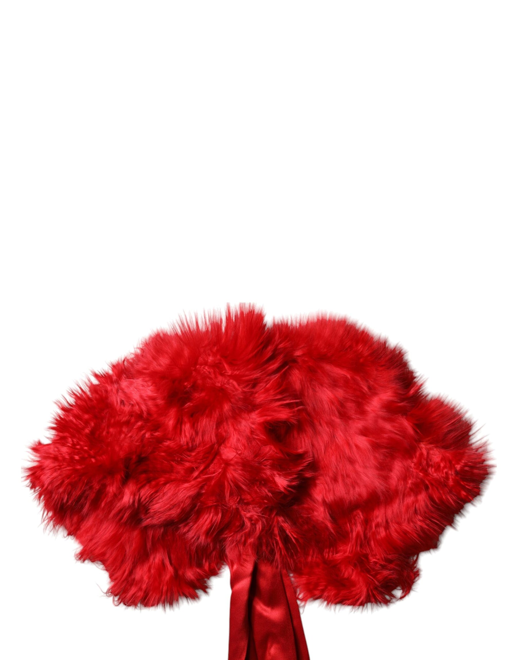 Dolce & Gabbana Red Alpaca Fur Women Neck Warmer Winter Scarf | Regal Royce