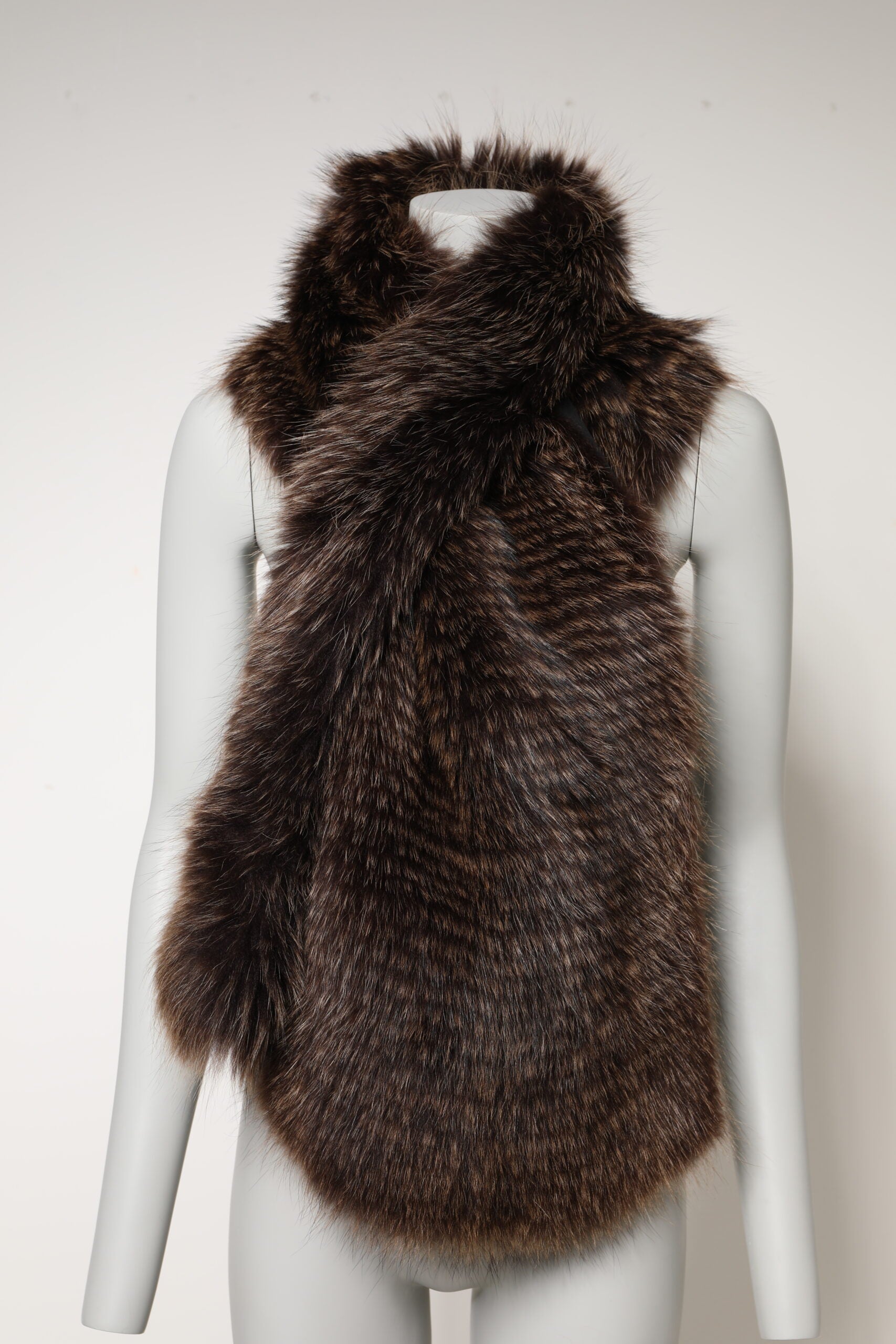 Dolce & Gabbana Brown Raccoon Fur Neck Warmer Winter Scarf | Regal Royce
