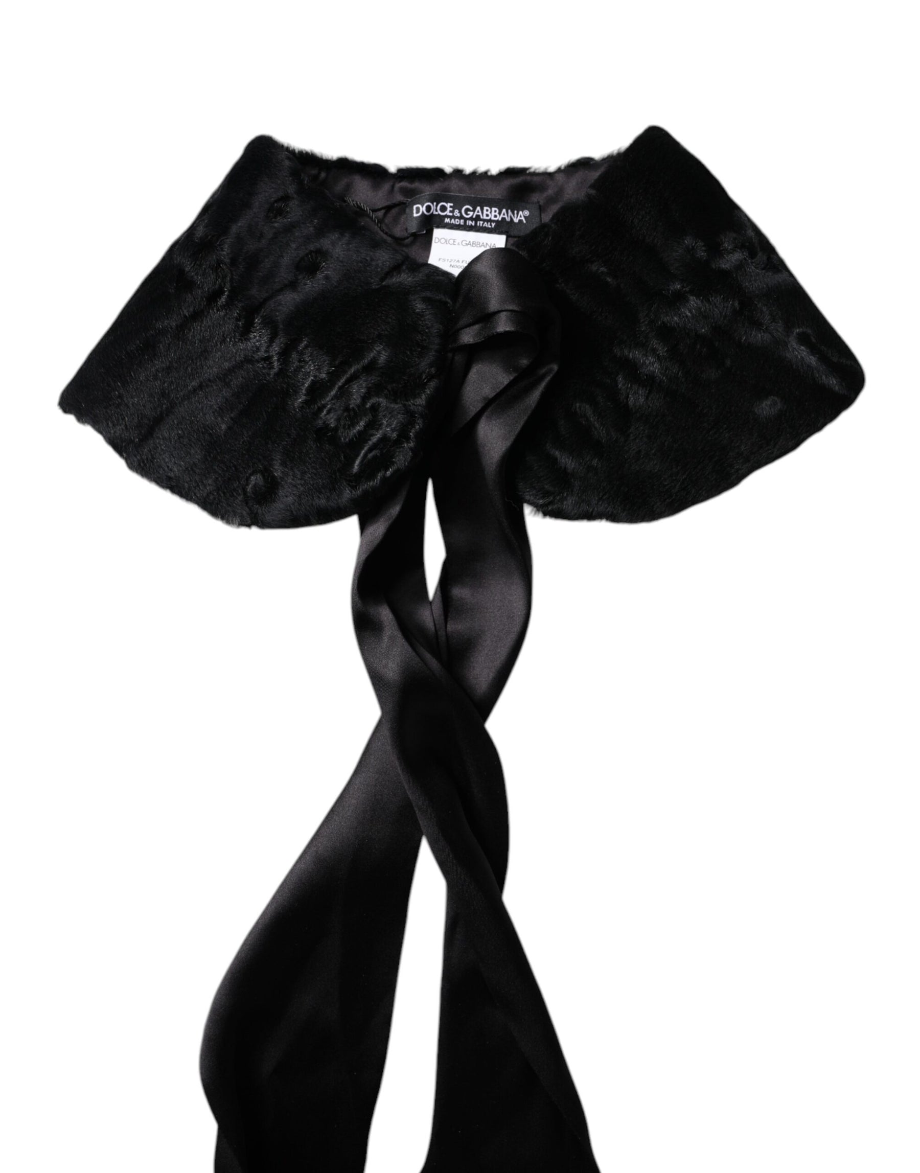 Dolce & Gabbana Black Lamb Fur Women Neck Warmer Winter Scarf | Regal Royce