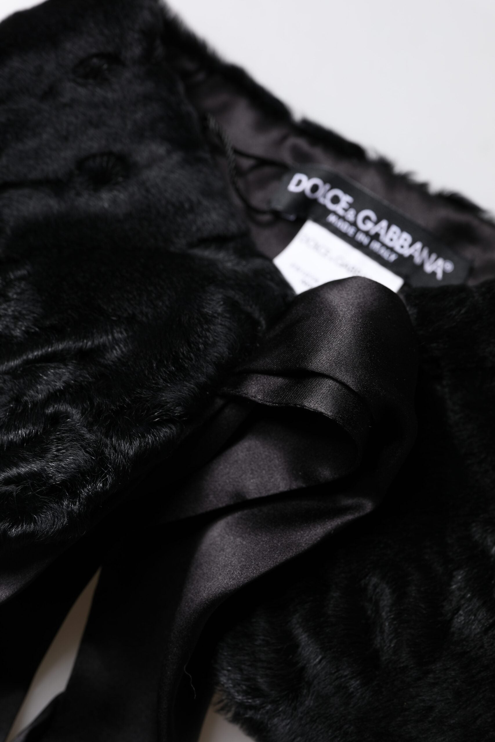 Dolce & Gabbana Black Lamb Fur Women Neck Warmer Winter Scarf | Regal Royce