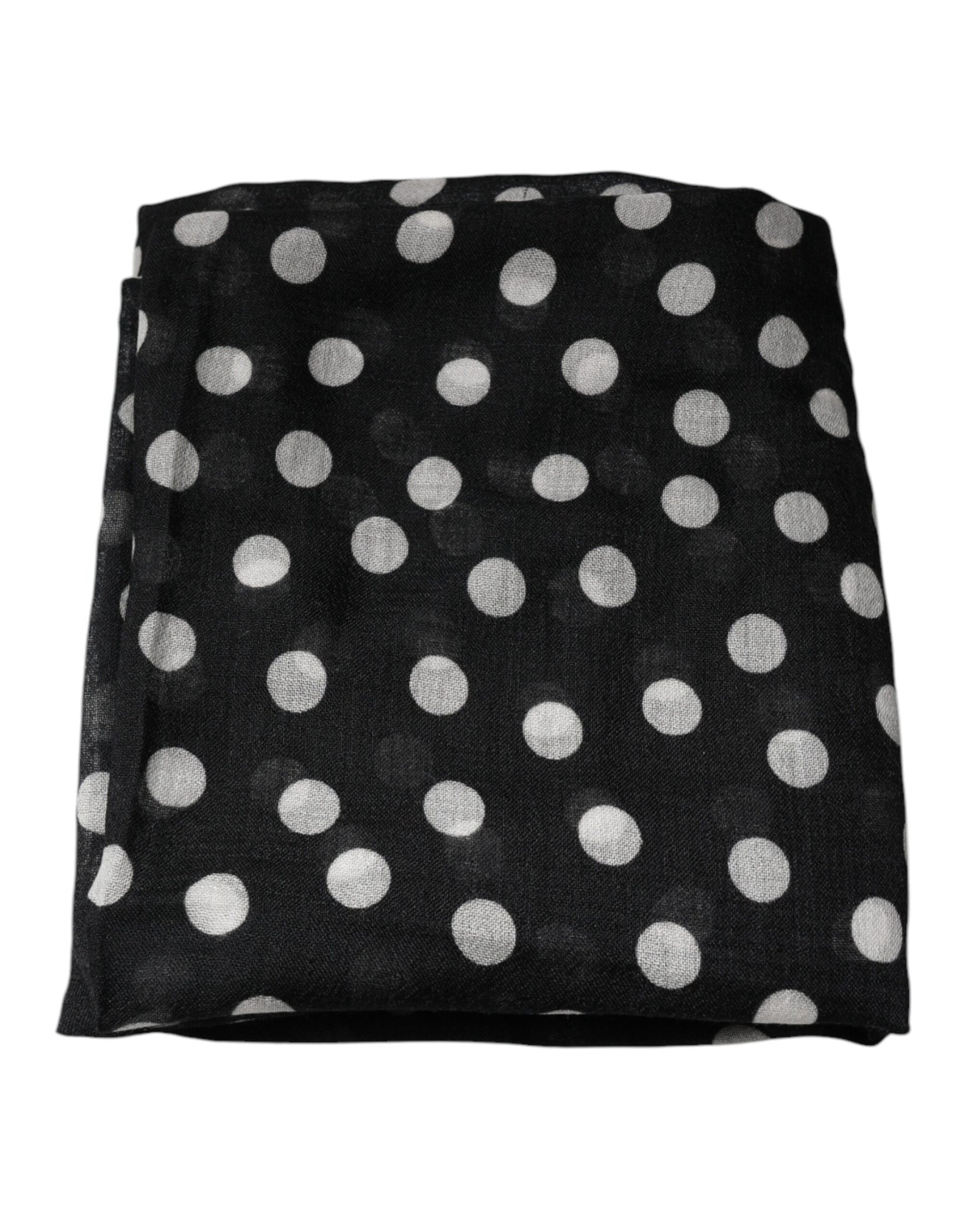 Dolce & Gabbana Black White Polka Dots Fringes Wrap Scarf | Regal Royce