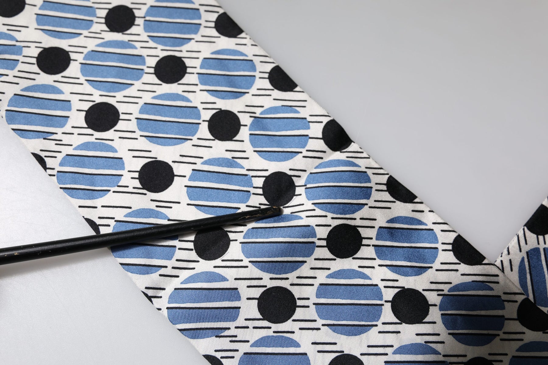 Dolce & Gabbana White Blue Polka Dotted Silk Skinny Scarf | Regal Royce