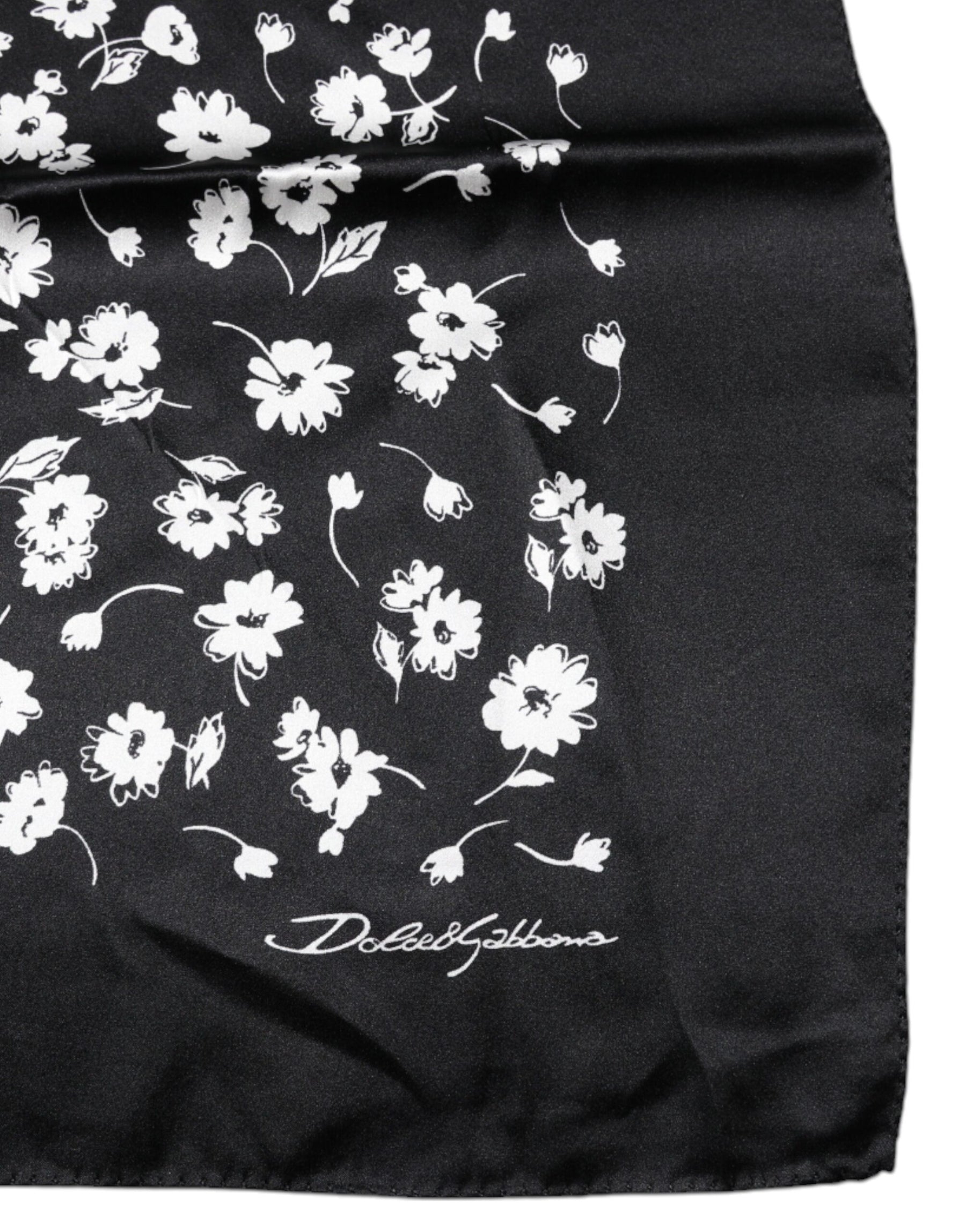 Dolce & Gabbana Black Floral Silk Square Wrap Shawl Scarf | Regal Royce