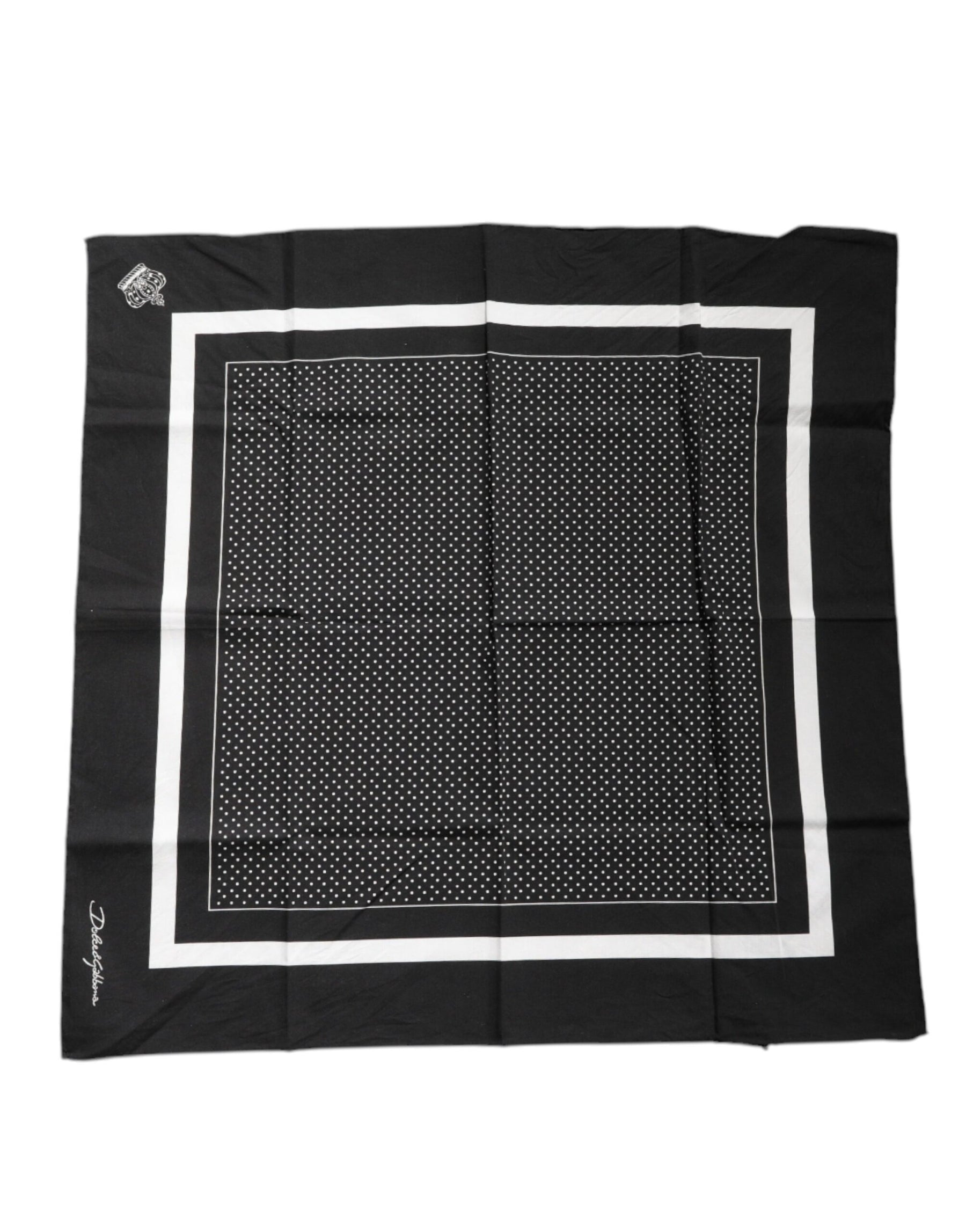 Dolce & Gabbana Black Polka Dots Cotton Handkerchief Scarf | Regal Royce