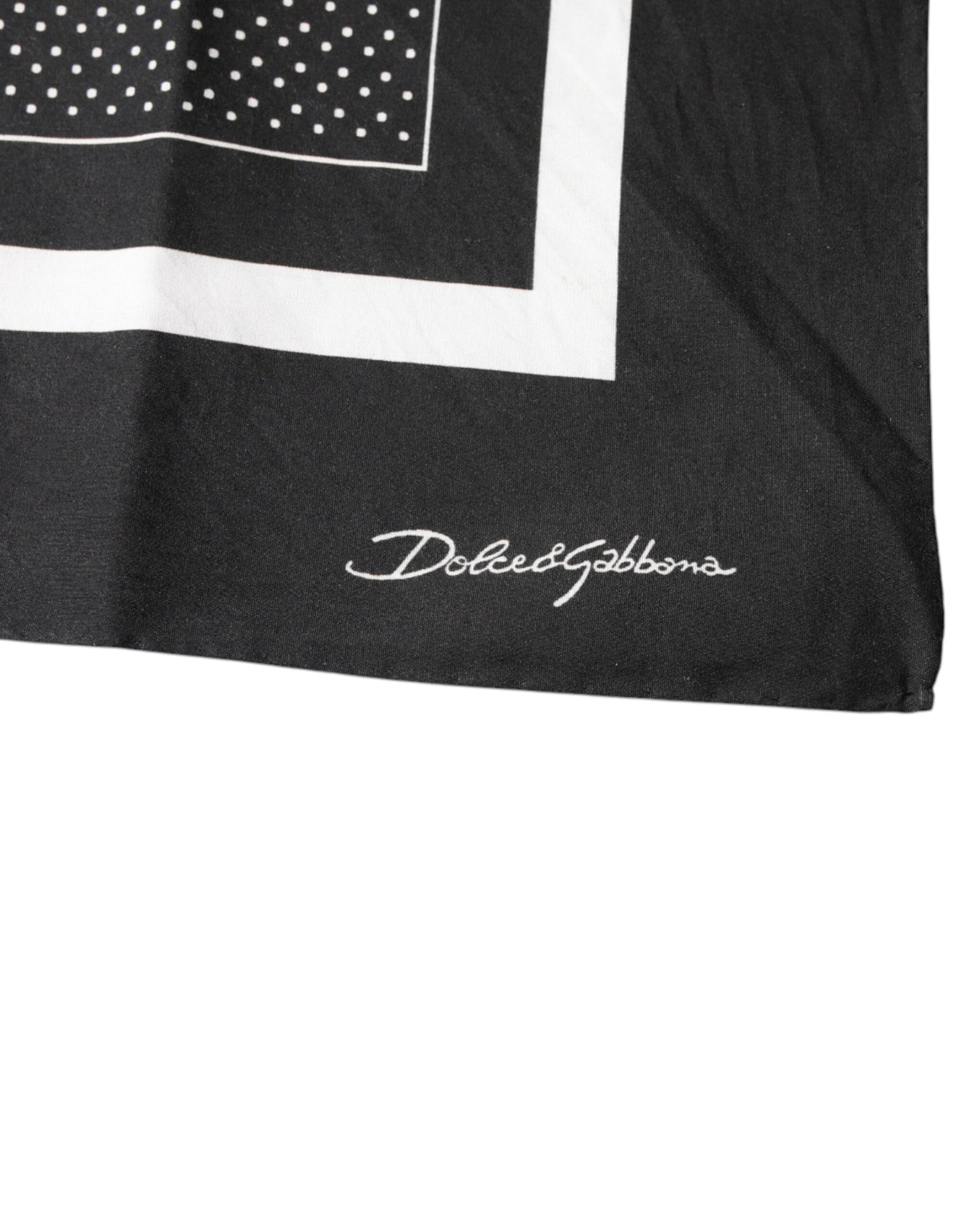 Dolce & Gabbana Black Polka Dots Cotton Handkerchief Scarf | Regal Royce