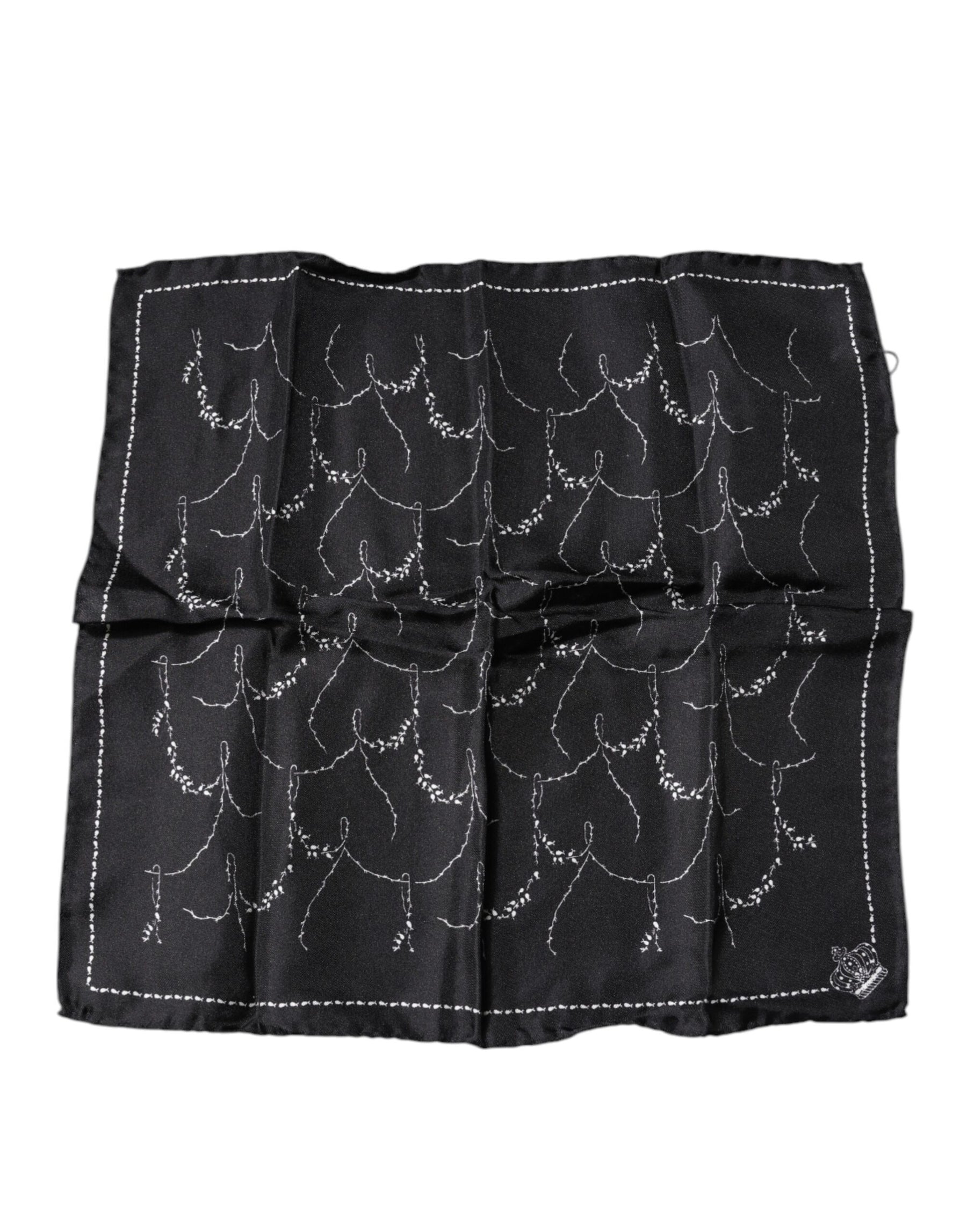 Dolce & Gabbana Black Patterned Silk Handkerchief Scarf | Regal Royce