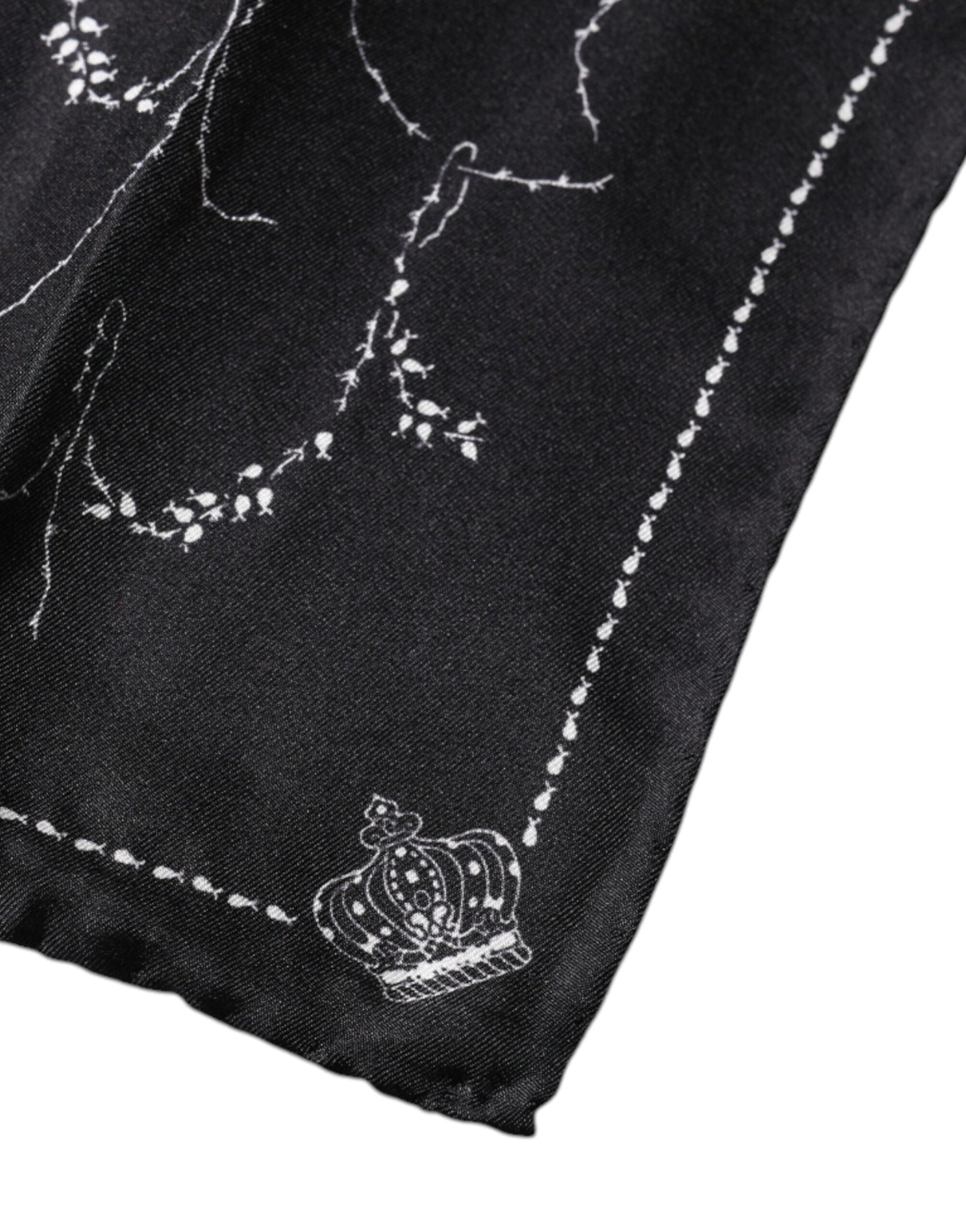 Dolce & Gabbana Black Patterned Silk Handkerchief Scarf | Regal Royce