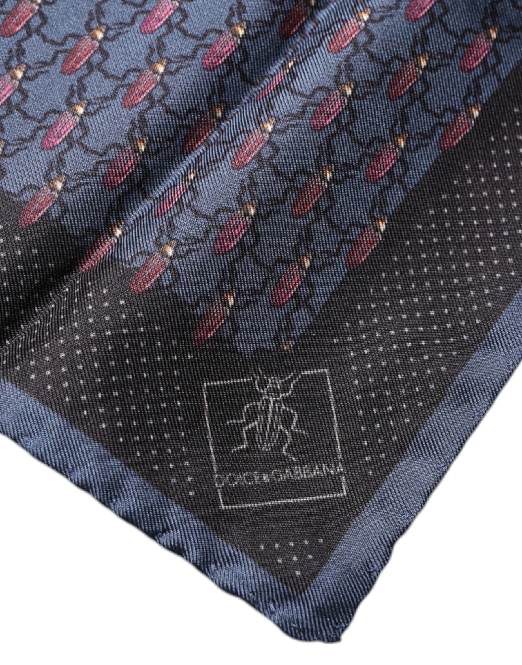 Dolce & Gabbana Dark Blue Beetle Square Handkerchief Scarf | Regal Royce