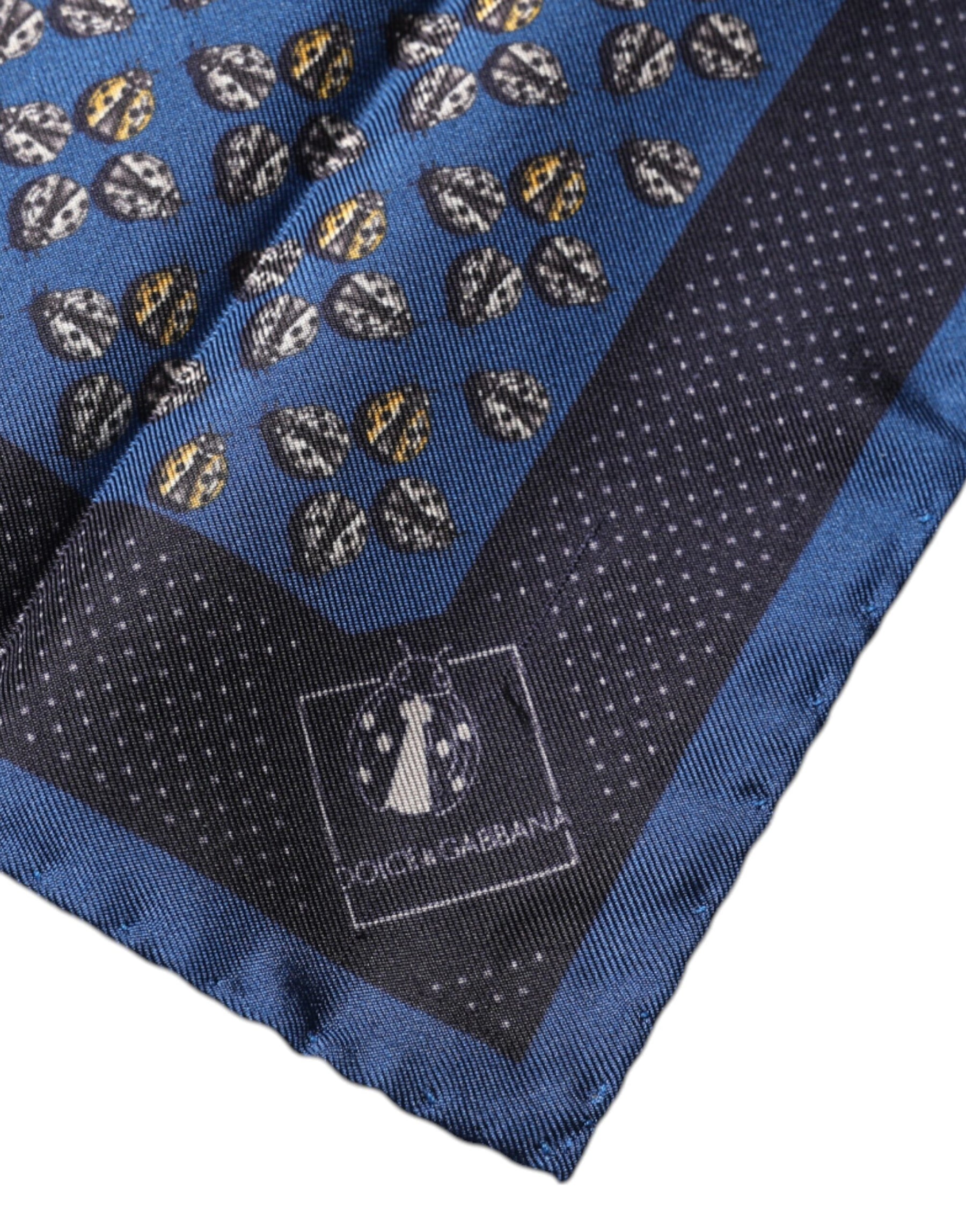 Dolce & Gabbana Blue Lady Bug Silk Square Handkerchief Scarf | Regal Royce
