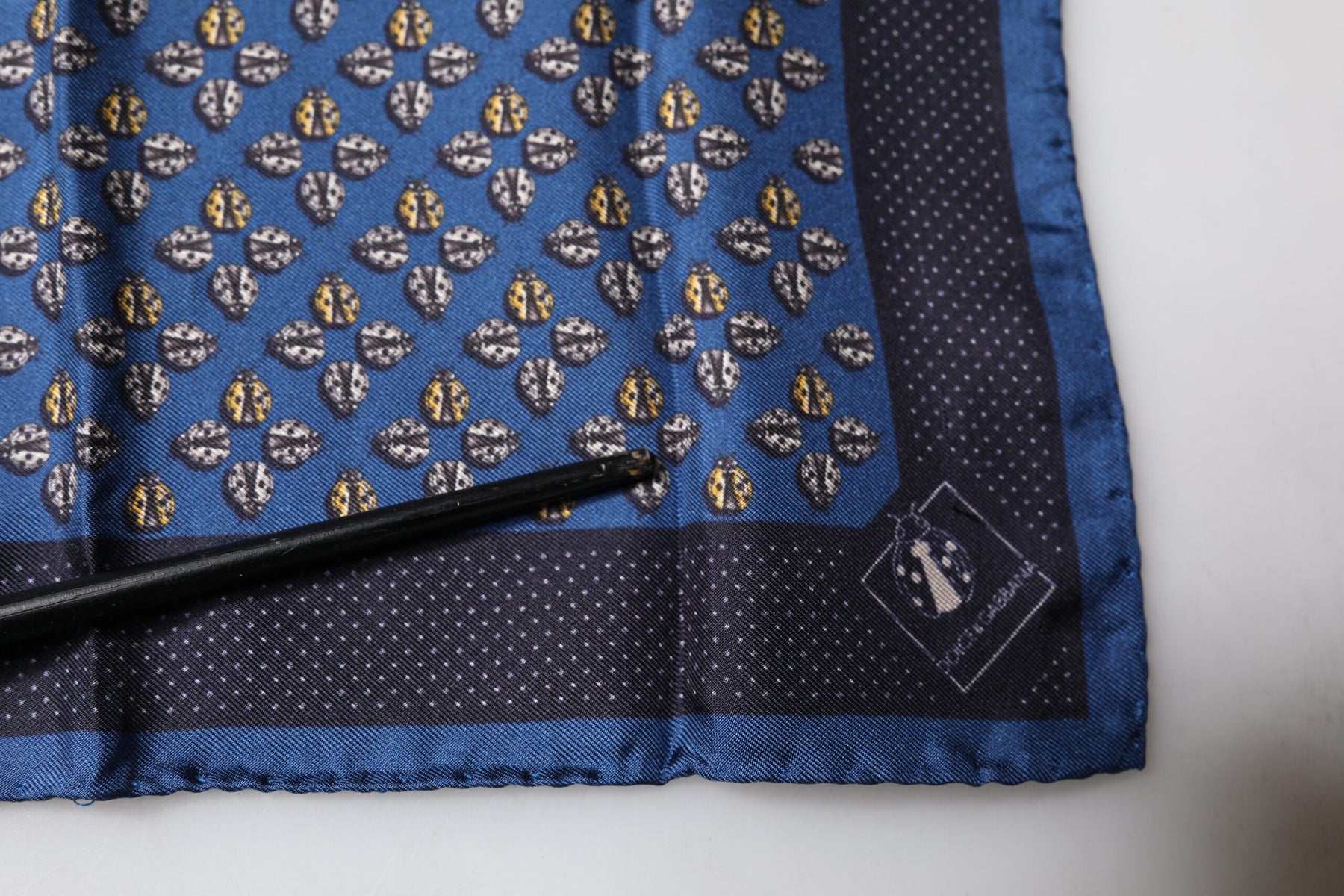 Dolce & Gabbana Blue Lady Bug Silk Square Handkerchief Scarf | Regal Royce