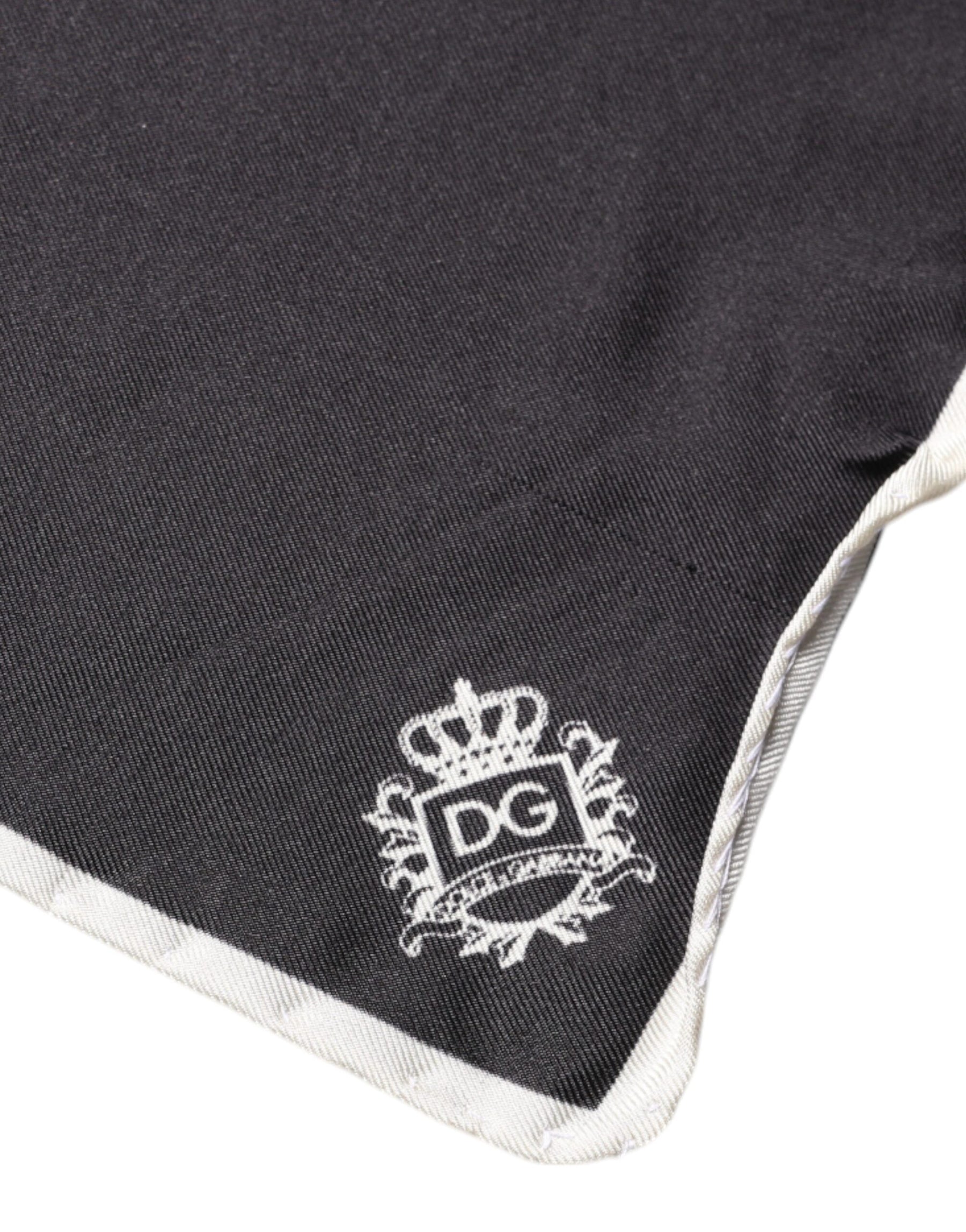 Dolce & Gabbana Black Crown Logo Square Handkerchief Scarf | Regal Royce