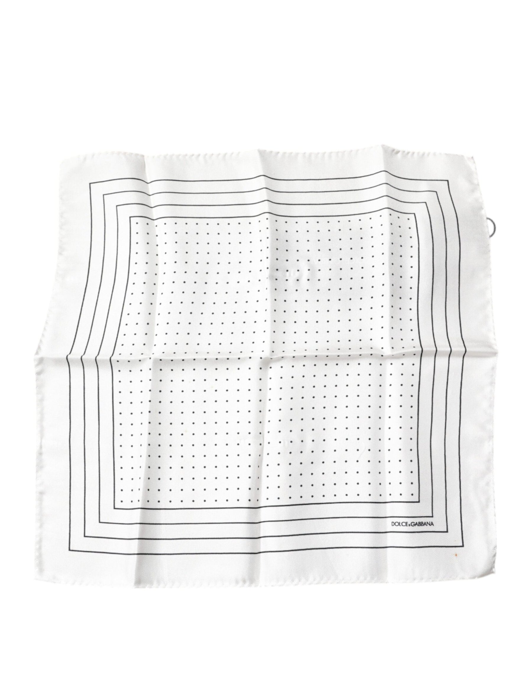 Dolce & Gabbana White Polka Dots Square Handkerchief Scarf | Regal Royce