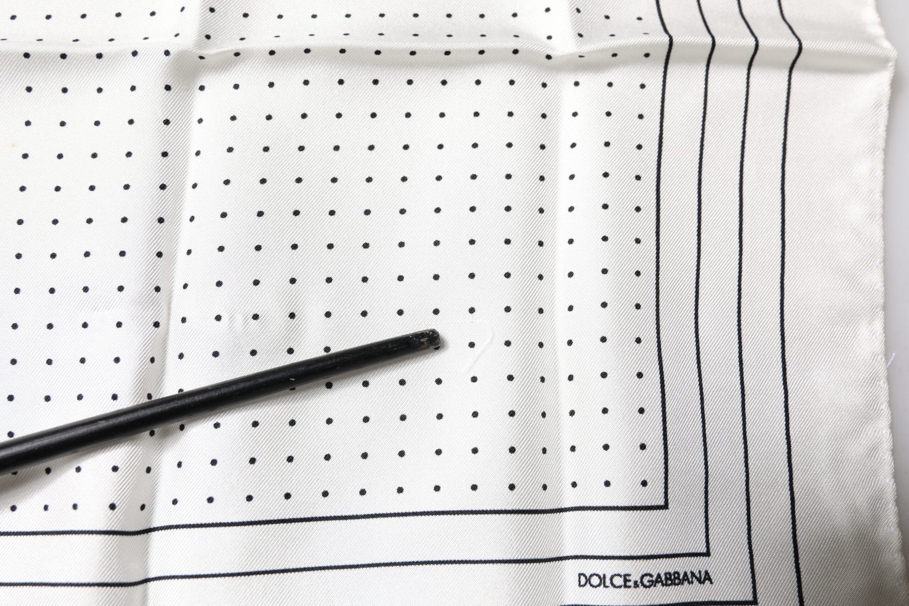Dolce & Gabbana White Polka Dots Square Handkerchief Scarf | Regal Royce