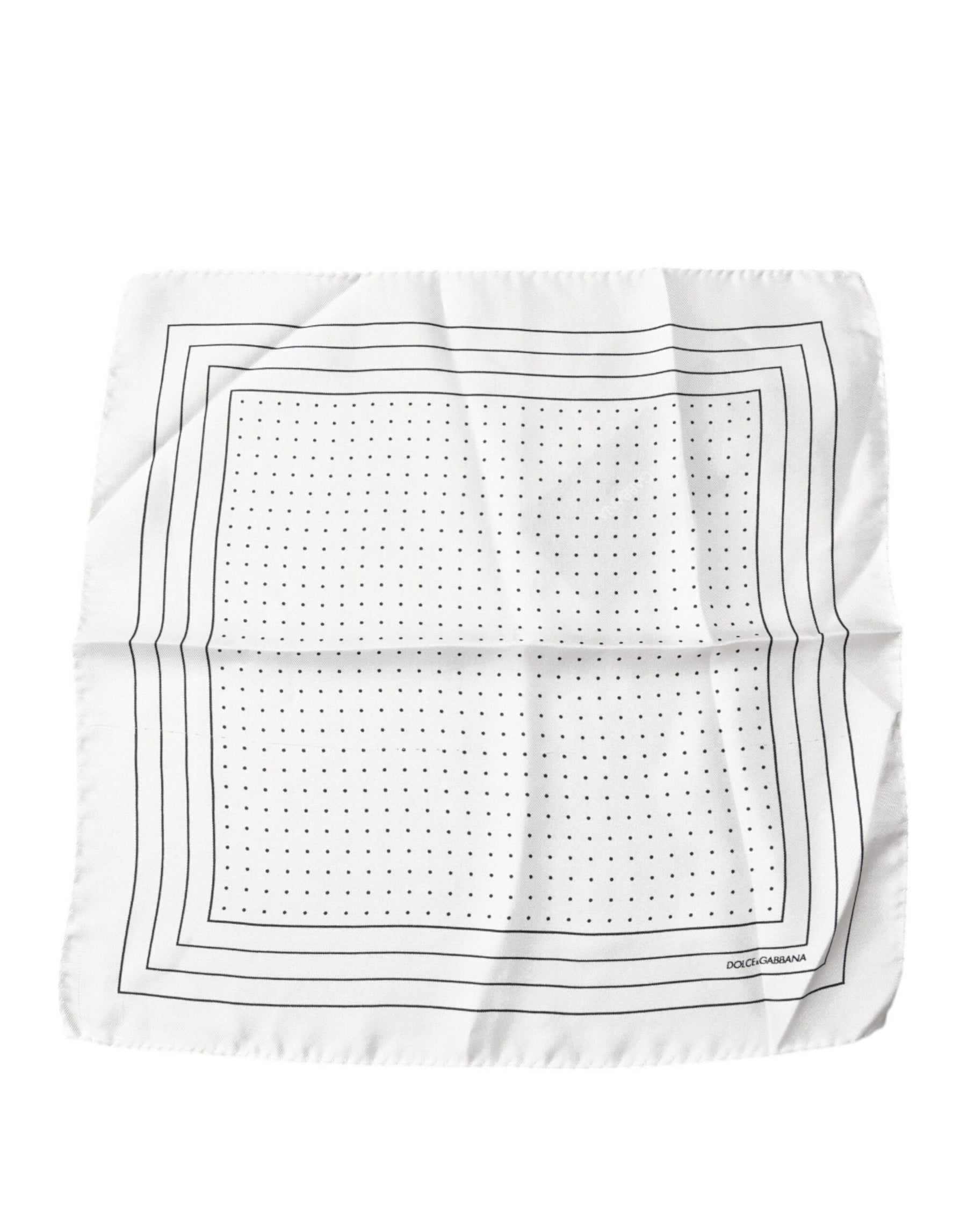 Dolce & Gabbana White Polka Dots Square Handkerchief Scarf | Regal Royce