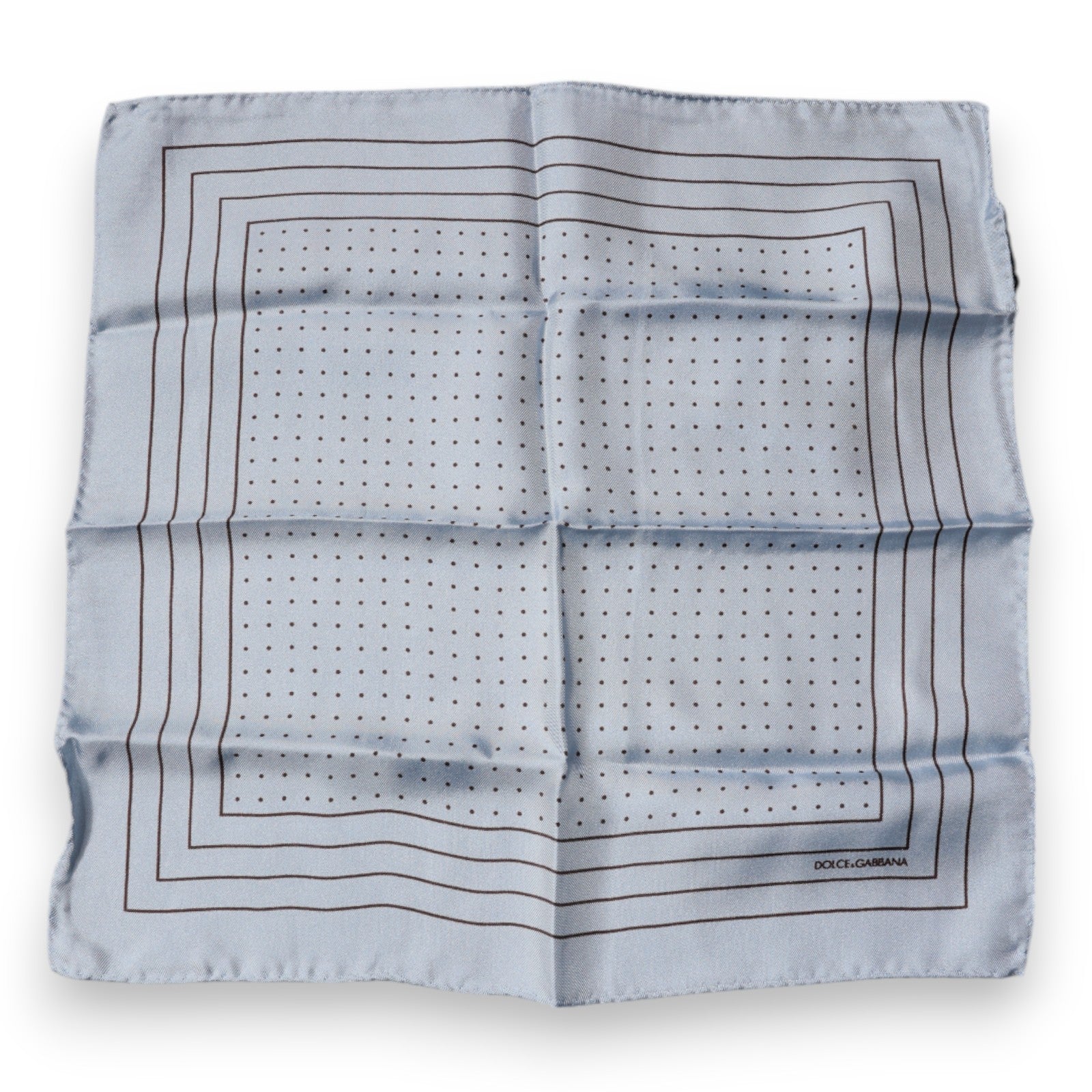 Dolce & Gabbana Sky Blue Polka Dots Square Handkerchief Scarf | Regal Royce