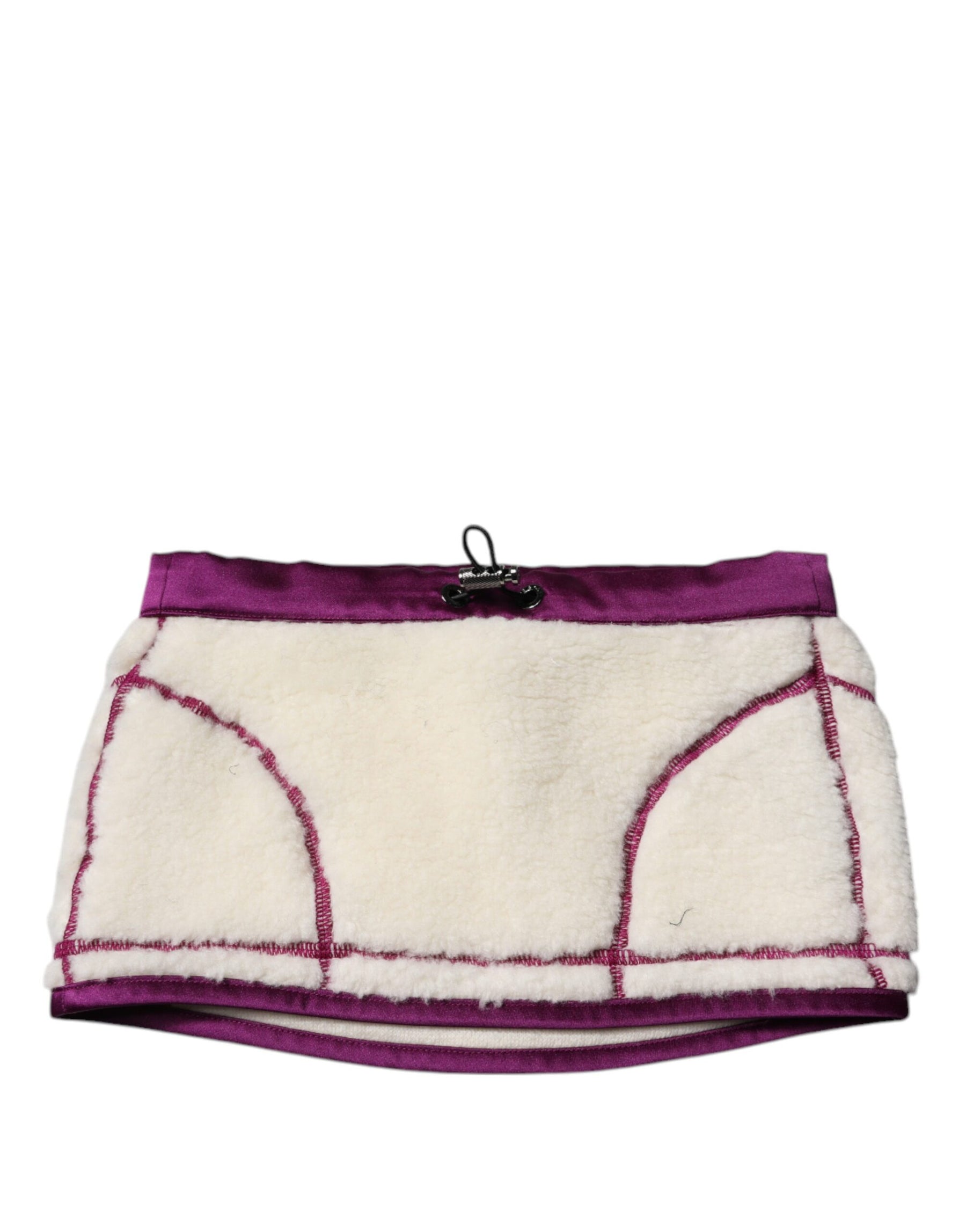 Dolce & Gabbana White Purple Cashmere Fleece Neck Warmer Scarf | Regal Royce