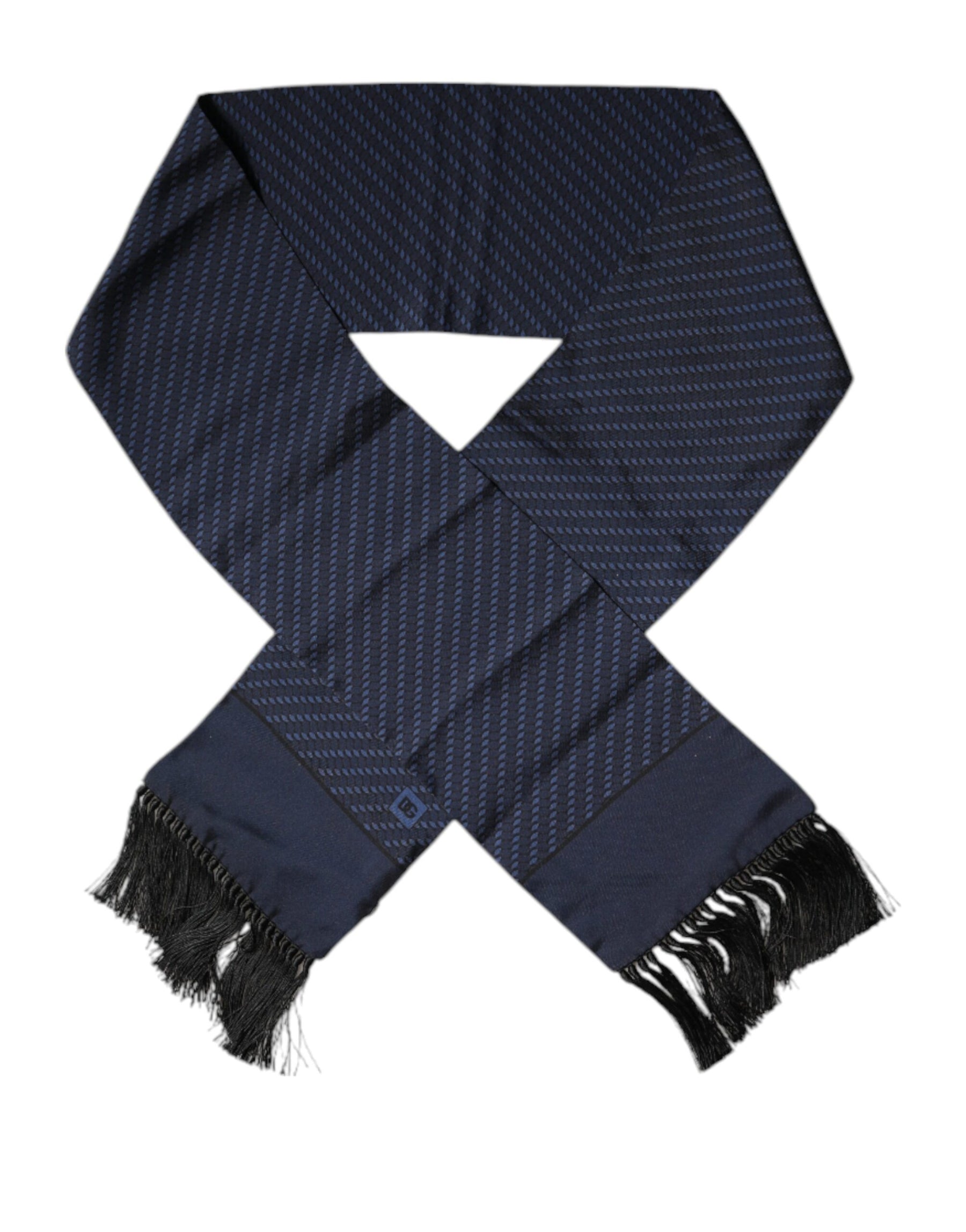 Dolce & Gabbana Dark Blue Fantasy Fringes Neck Wrap Scarf | Regal Royce