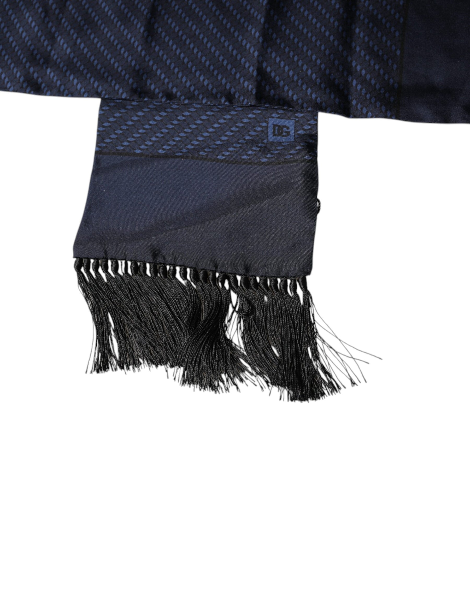 Dolce & Gabbana Dark Blue Fantasy Fringes Neck Wrap Scarf | Regal Royce