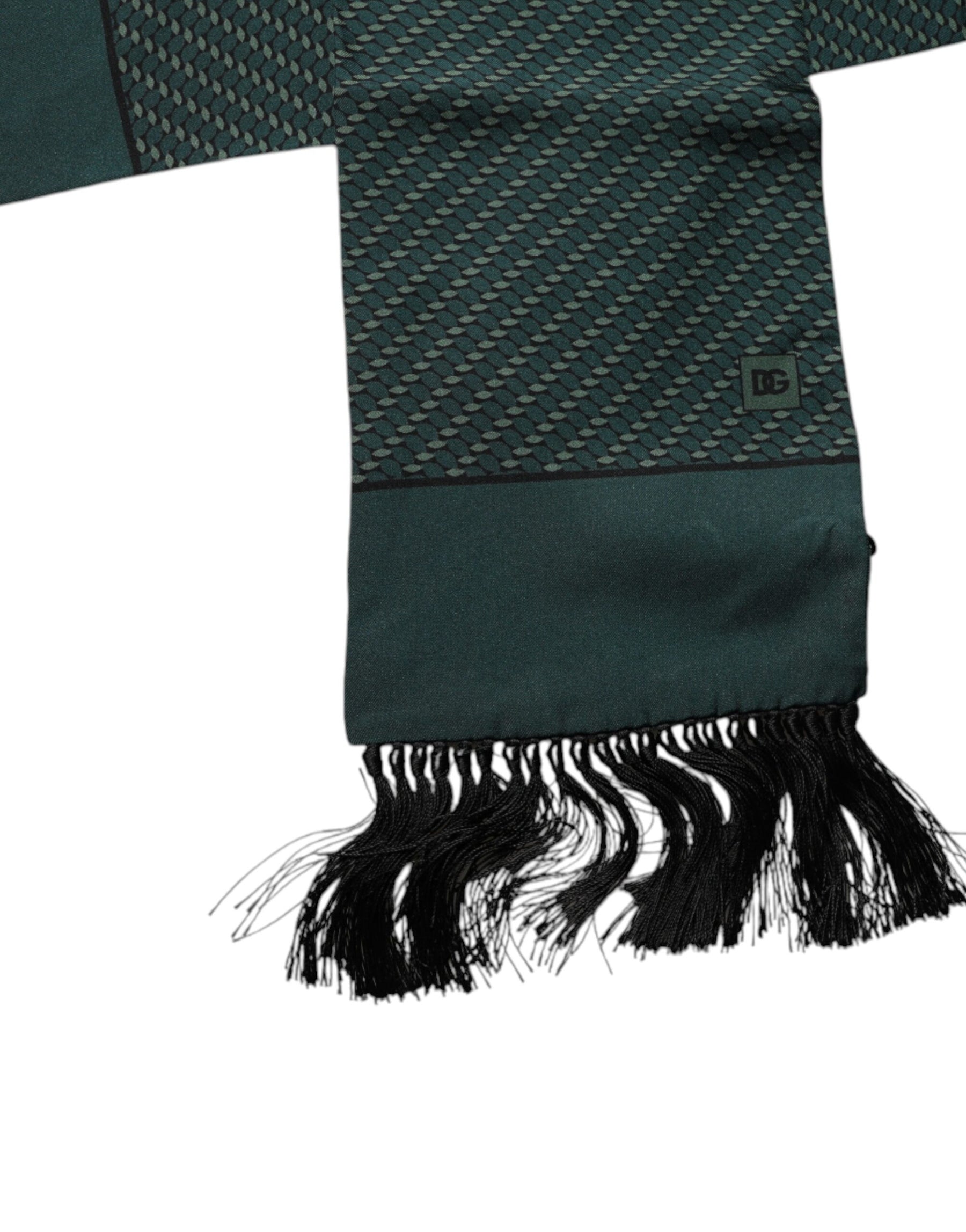 Dolce & Gabbana Dark Green Fantasy Fringes Neck Wrap Scarf | Regal Royce