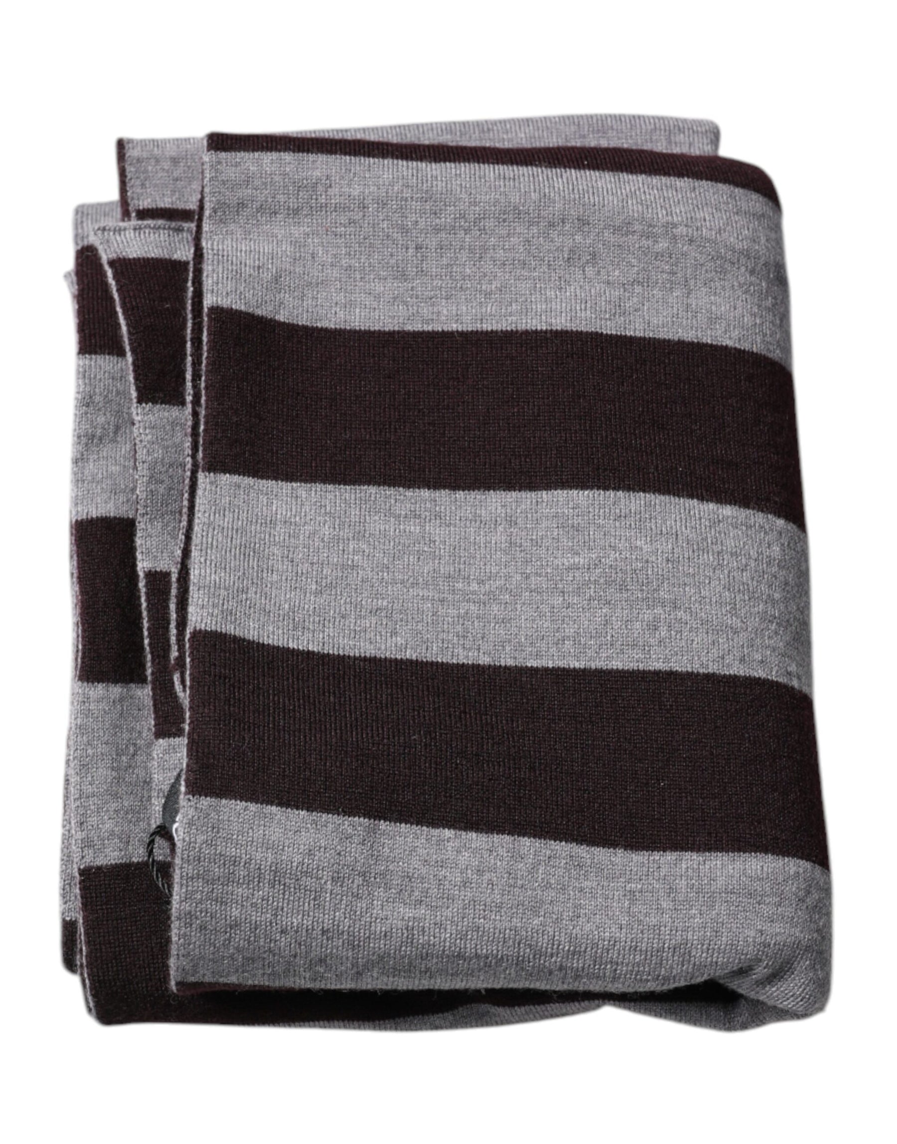 Dolce & Gabbana Black Gray Stripes Wool Neck Wrap Scarf | Regal Royce