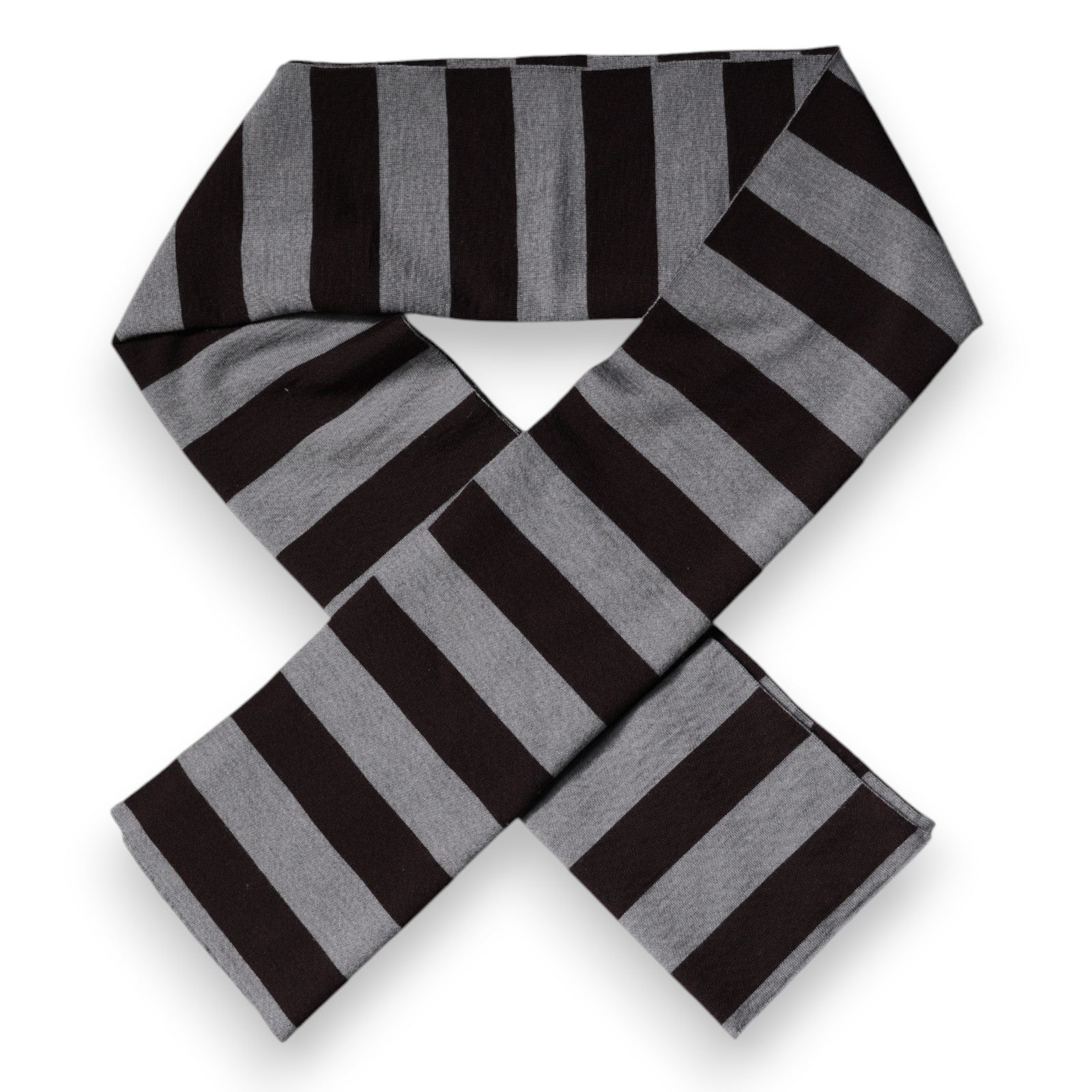 Dolce & Gabbana Black Gray Stripes Wool Neck Wrap Scarf | Regal Royce