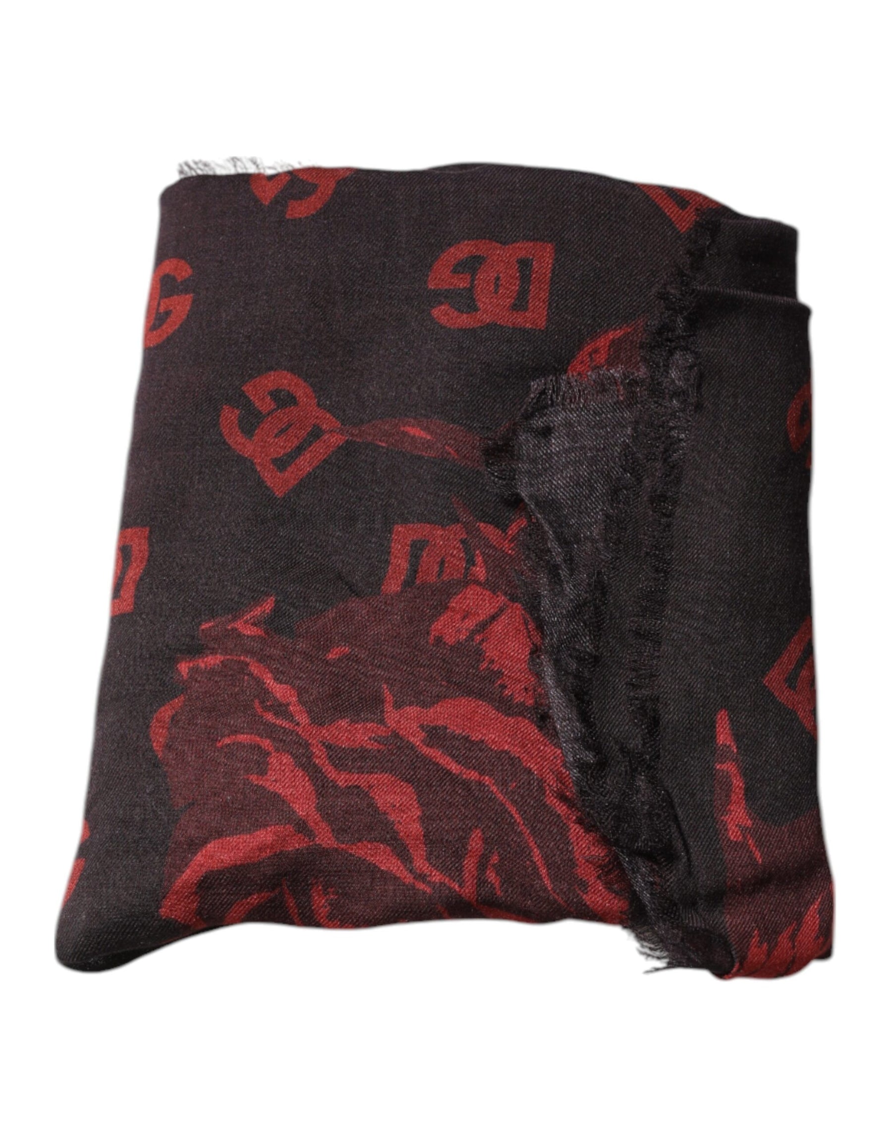 Dolce & Gabbana Black Red Floral Modal Wrap Shawl Scarf | Regal Royce